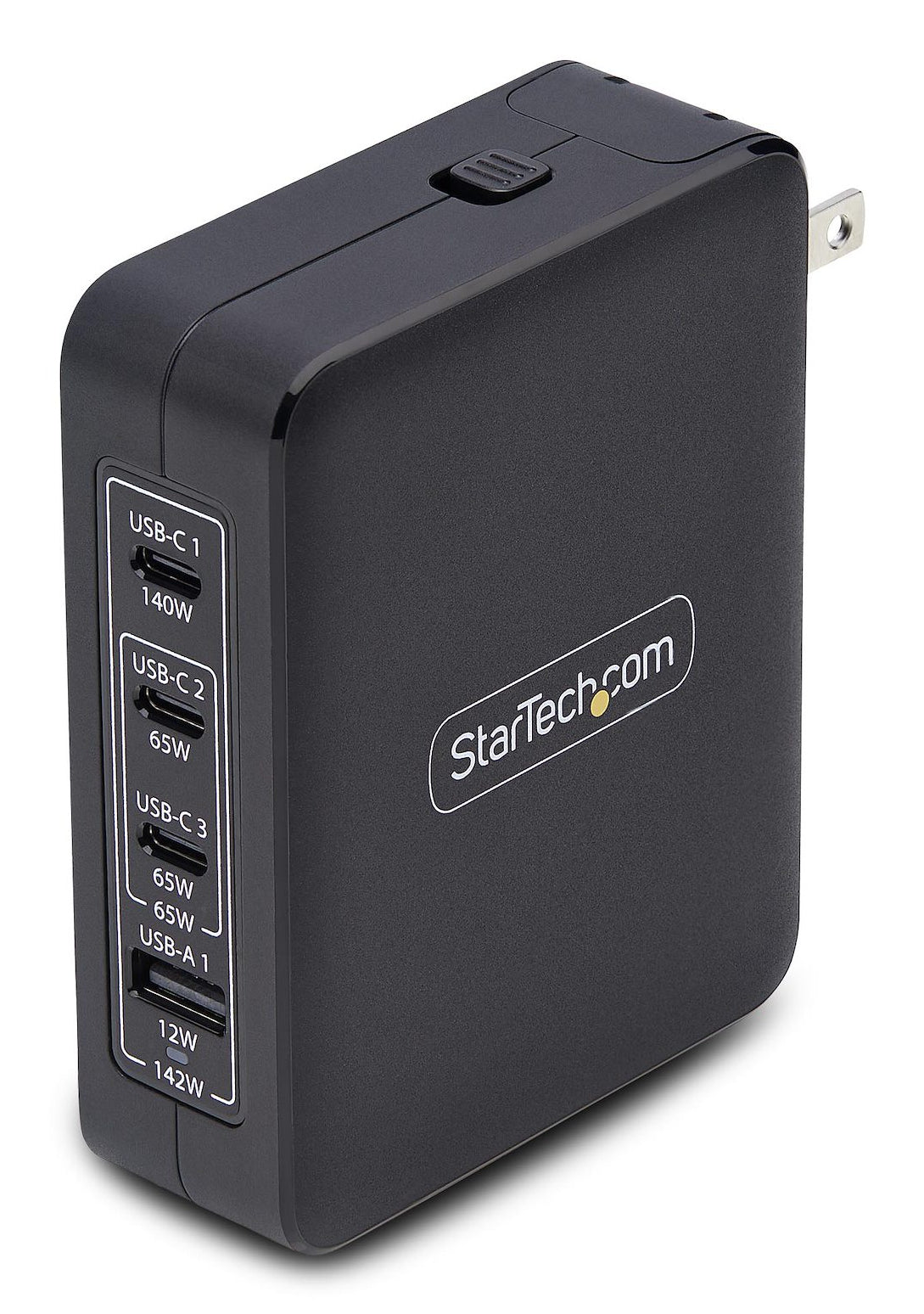 StarTech.com 140W USB-C Wall Charger, USB-C/USB-A, PD GaN Power Adapter - Adaptateur secteur - technologie GaN - 140 Watt - 5 A - Power Delivery 3.1 - 4 connecteurs de sortie (USB, 3 x USB-C) - noir