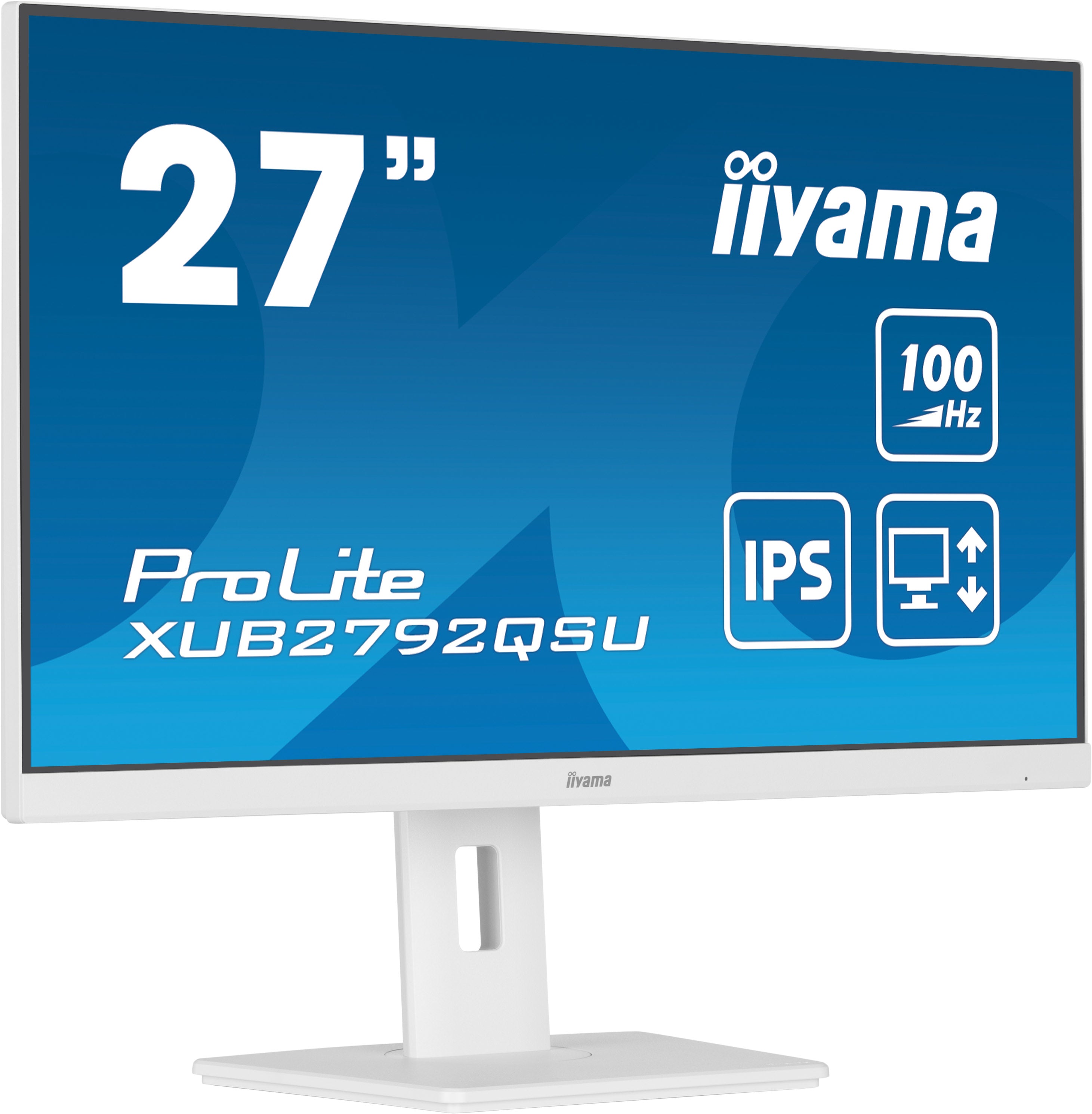 iiyama ProLite XUB2792QSU-W6 - Écran LED - 27" - 2560 x 1440 QHD @ 100 Hz - IPS - 250 cd/m² - 1300:1 - 0.4 ms - HDMI, DisplayPort - haut-parleurs - blanc, mat
