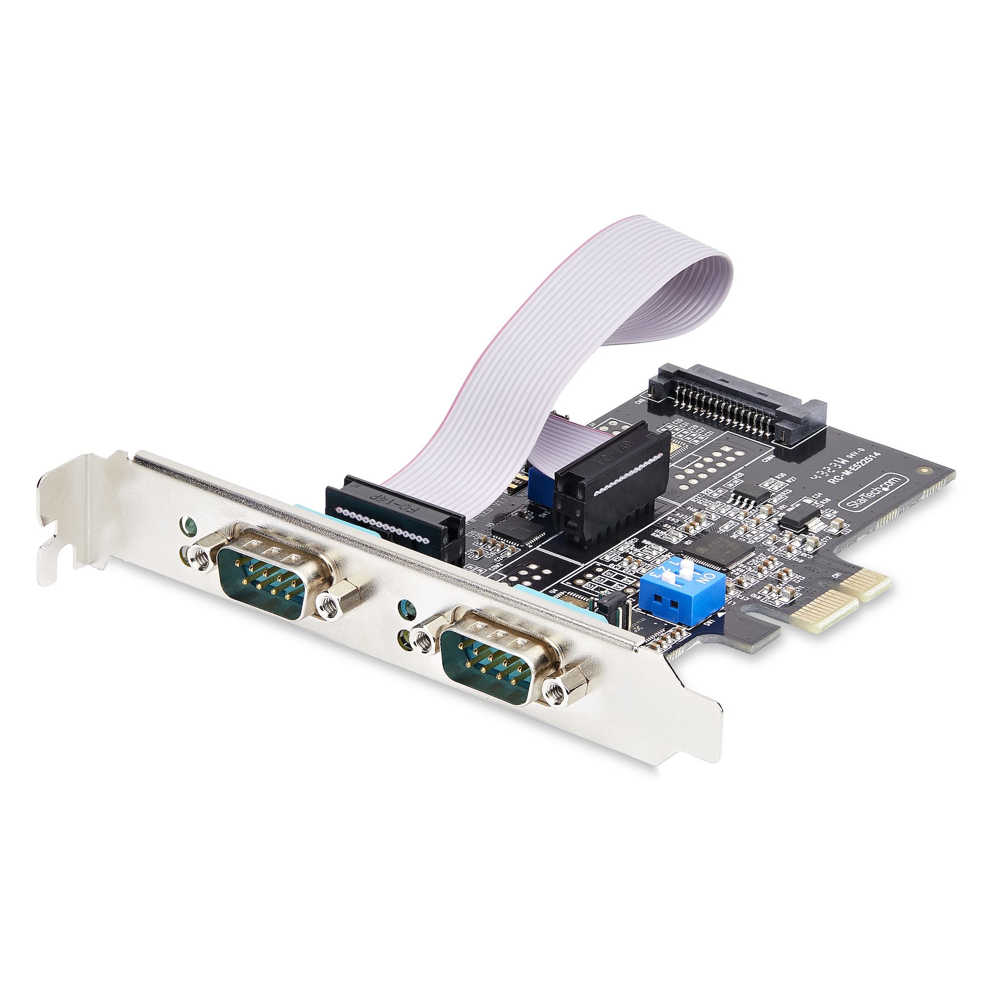 StarTech.com 2-Port Serial PCIe Card, Dual-Port RS232/RS422/RS485 Card - Adaptateur série - PCIe profil bas - RS-232 x 2 - noir - Conformité TAA