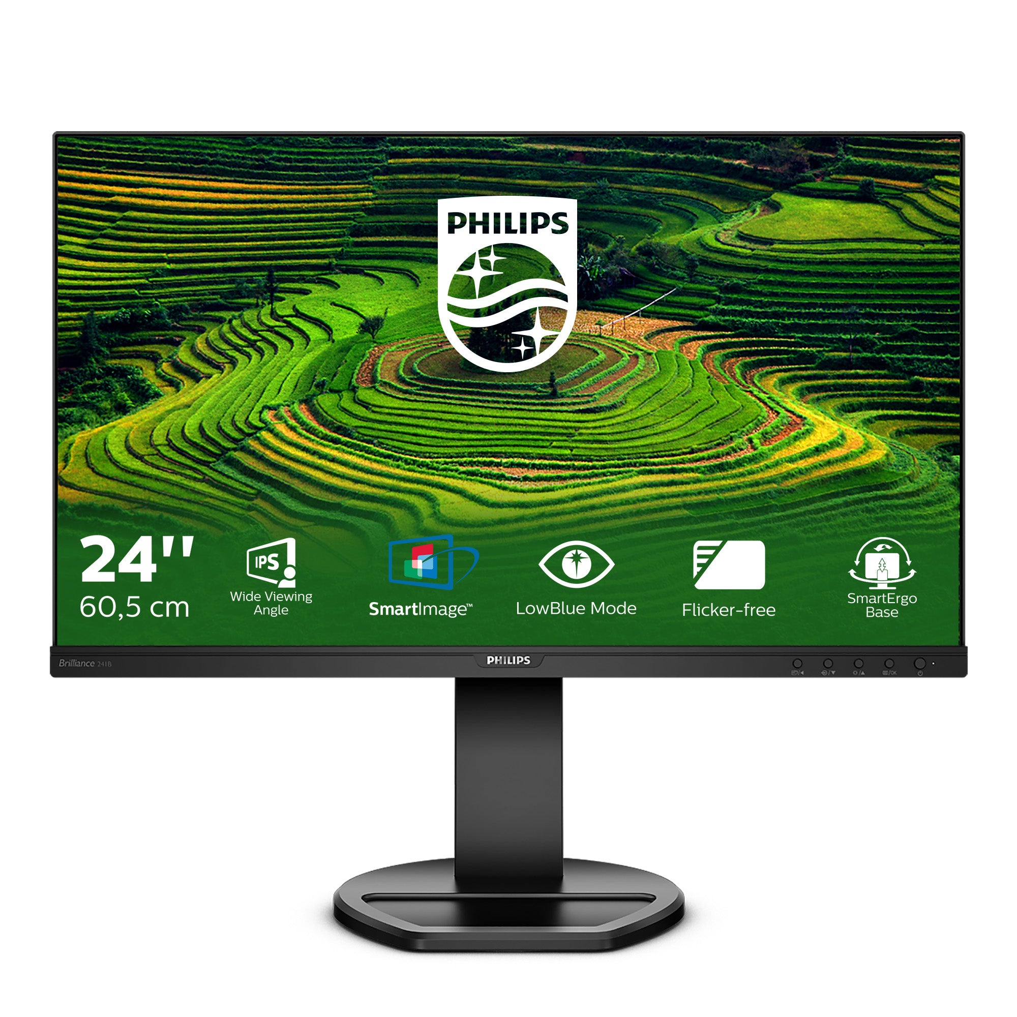 Philips B Line 241B8QJEB - Écran LED - 24" (23.8" visualisable) - 1920 x 1080 Full HD (1080p) @ 75 Hz - IPS - 250 cd/m² - 1000:1 - 5 ms - HDMI, DVI-D, VGA, DisplayPort - haut-parleurs - texture noire
