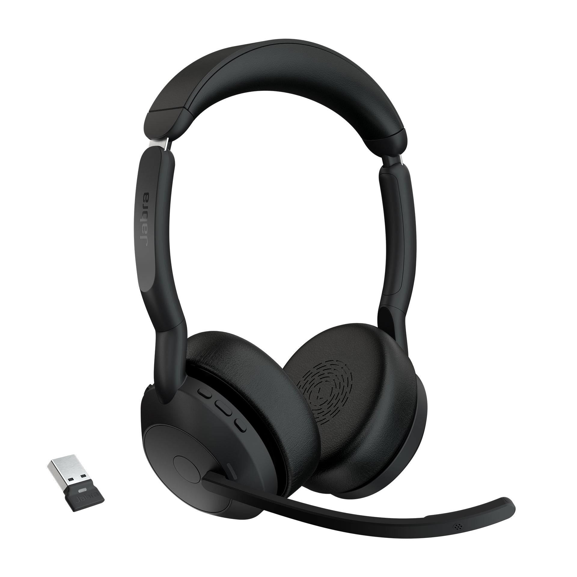 Jabra Evolve2 55 UC Stereo - Micro-casque - sur-oreille - Bluetooth - sans fil - Suppresseur de bruit actif - USB-A - noir - Optimisé pour la CU