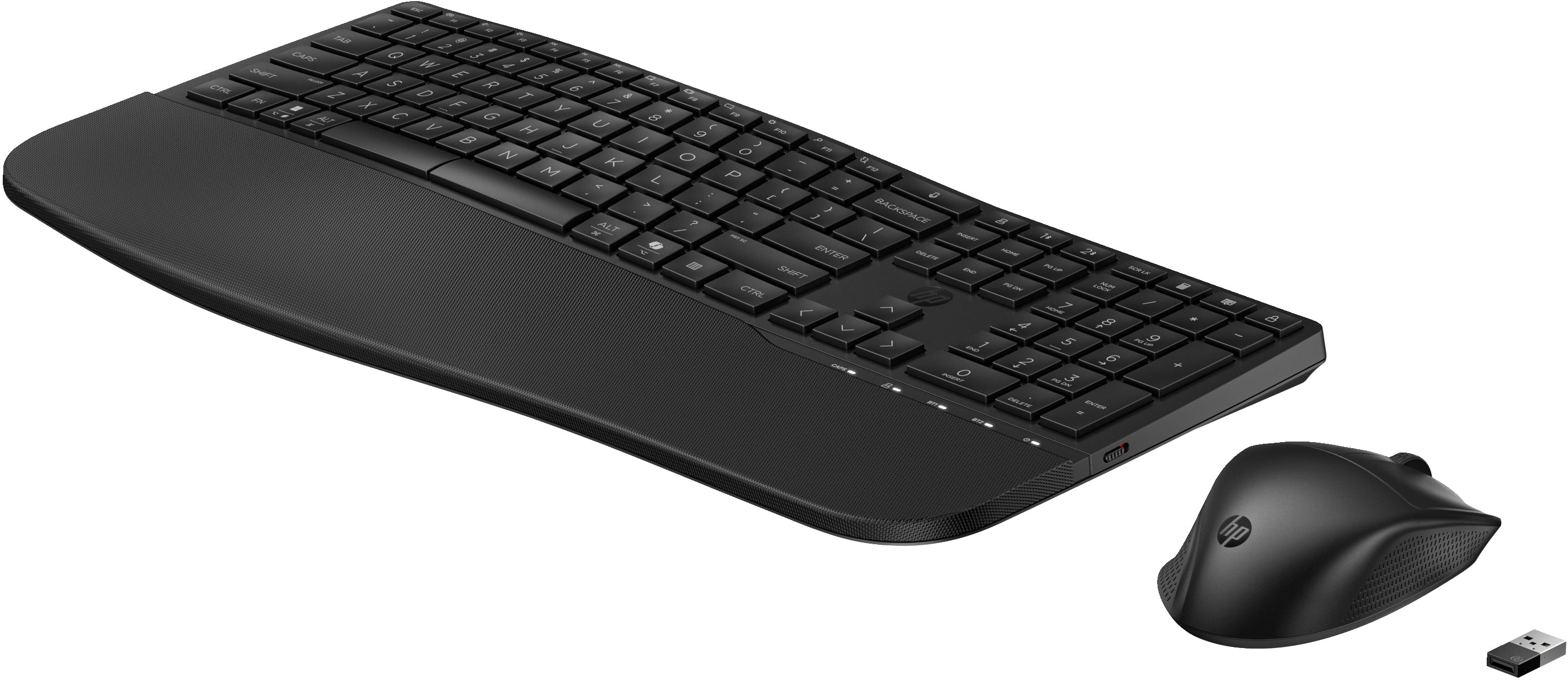 HP 685 - Ensemble clavier et souris - bi-mode, agencement à 3 zones, multi-appareils, 23 touches programmables, détection automatique du système d'exploitation, déplacement des touches à profil bas - full size - sans fil - 2.4 GHz, Bluetooth - Français -