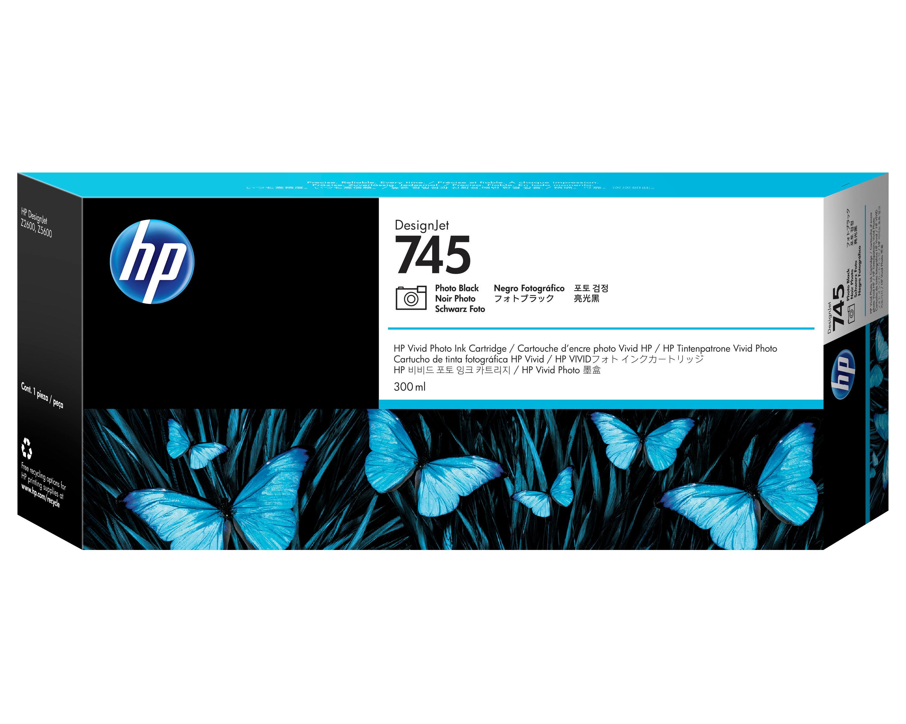 HP 745 - 300 ml - haute capacité - photo noire - original - DesignJet - cartouche d'encre - pour DesignJet Z2600 PostScript, Z5600 PostScript