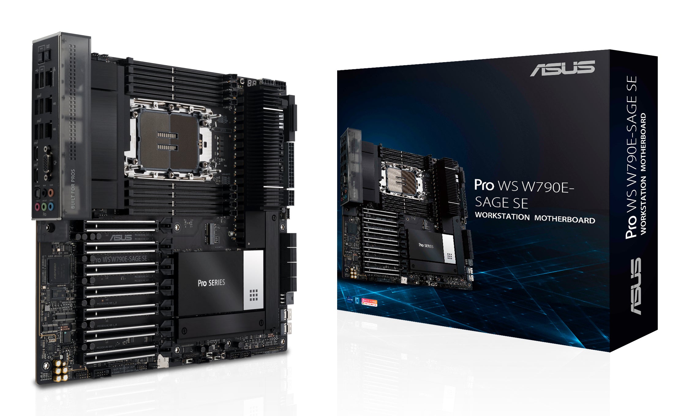 ASUS PRO WS W790E-SAGE SE - Carte-mère - SSI EEB - LGA4677 Socket-E - W790 Chipset - USB-C 3.2 Gen 2x2, USB 3.2 Gen 2x2, USB-C 3.2 Gen2, USB 3.2 Gen 1 - 10 Gigabit LAN, Gigabit LAN - audio HD (8 canaux)