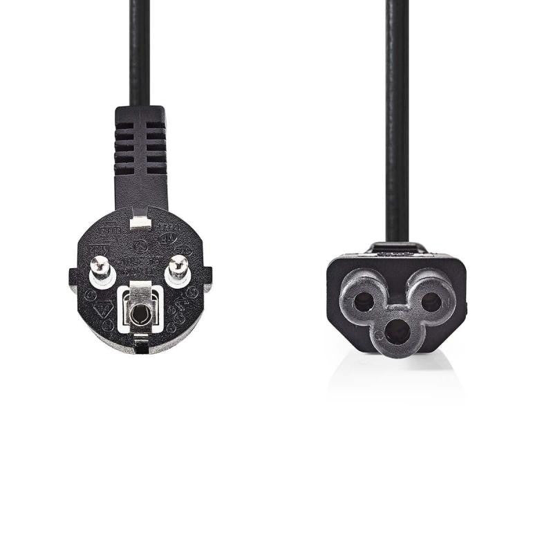 CABLE ALIMENTATION SECTEUR TREFLE -Prise de terre mâle COUDE DROIT 2M NOIR