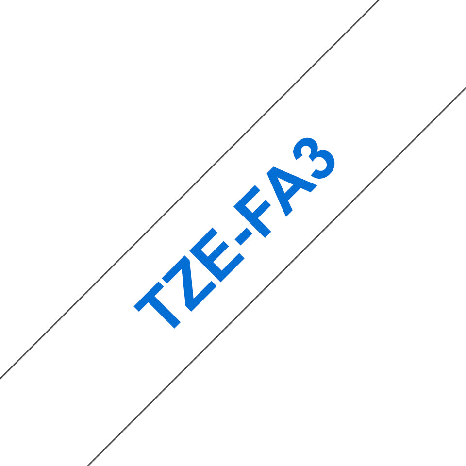 Brother TZe-FA3 - Tissu - bleu marine sur blanc - Rouleau (1,2 cm x 3 m) 1 cassette(s) bande thermo-collante - pour Brother PT-D210, D600, H110, P-Touch PT-1880, D450, E110, E310, E550, E800, H110, P900