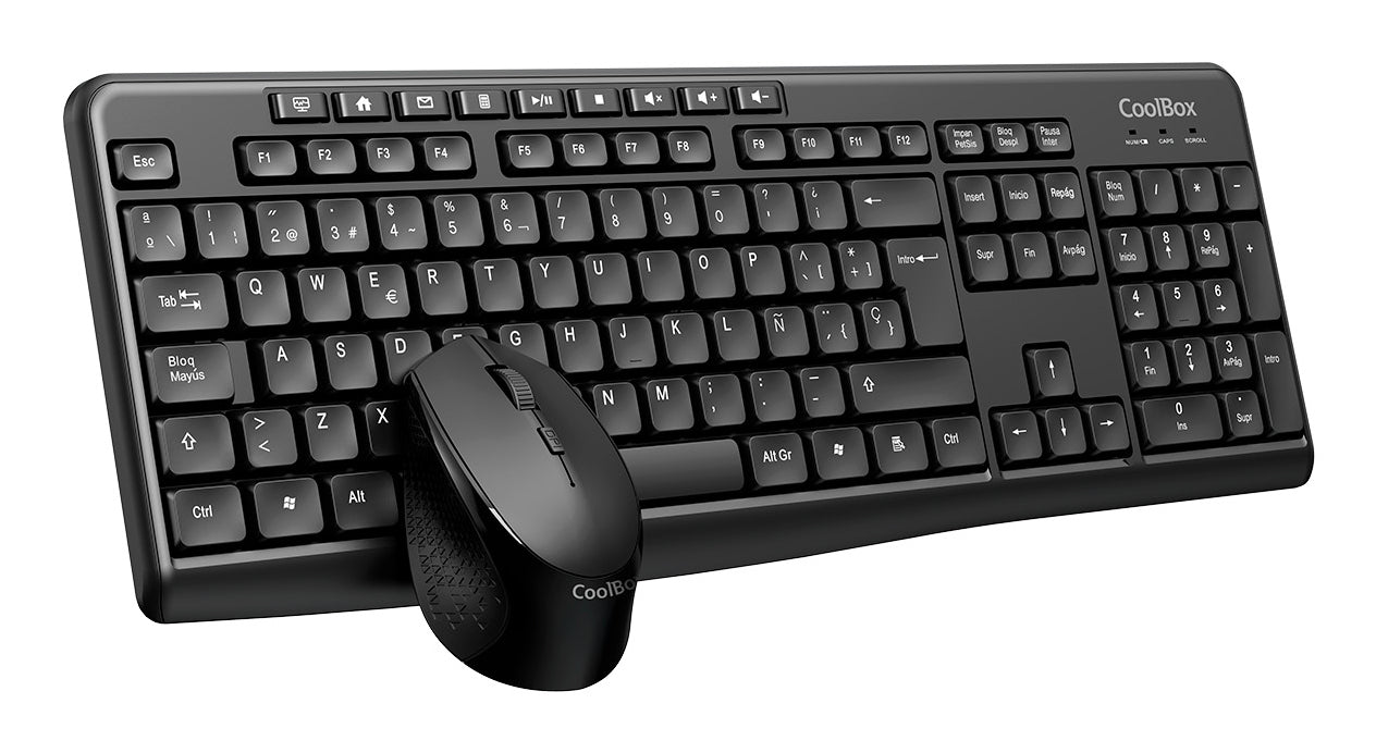 clavier et souris CoolBox COO-KTR-03W Noir Espagnol Qwerty