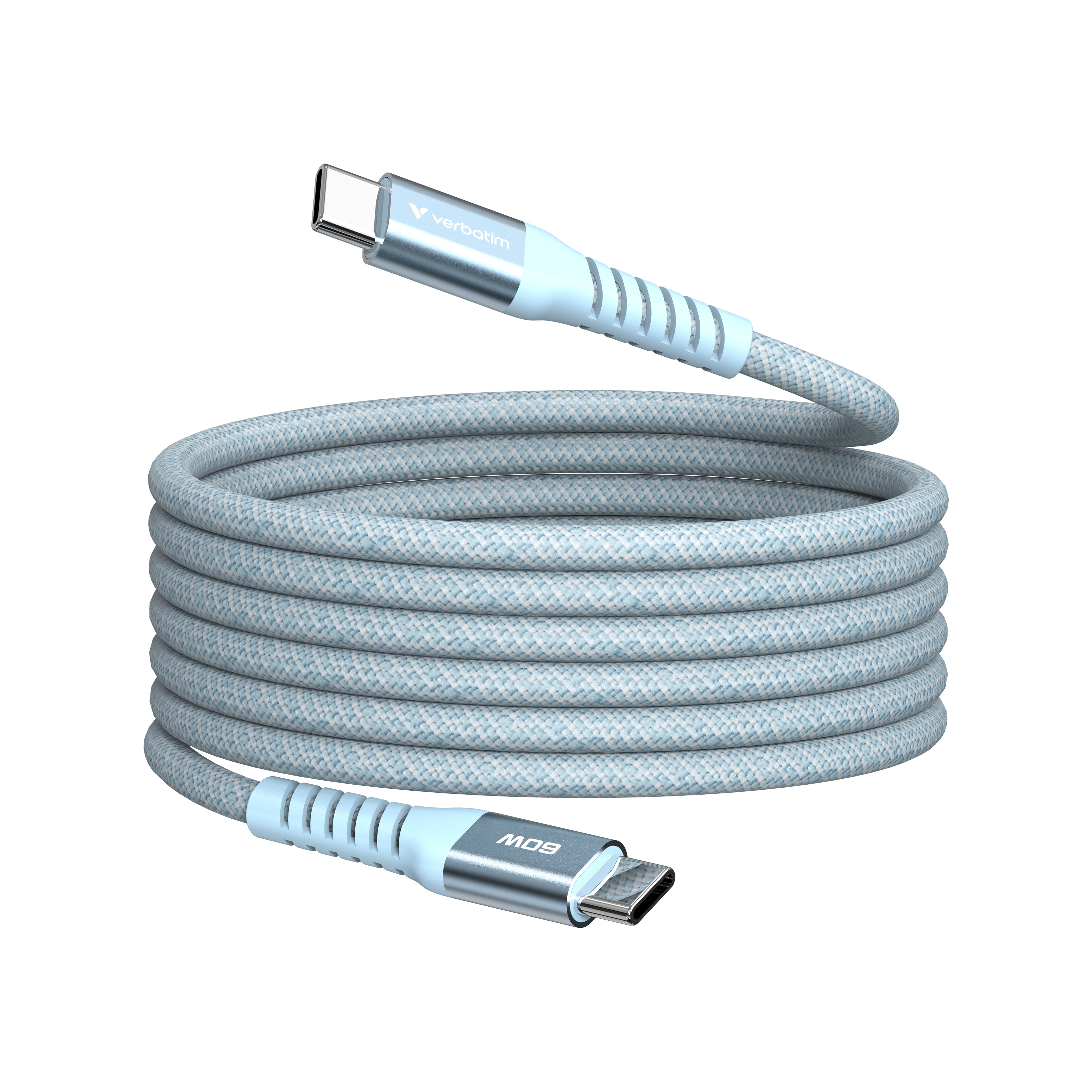 Verbatim - Câble USB - 24 pin USB-C (M) pour 24 pin USB-C (M) - 1.2 m - support pour Power Delivery 3.0, charge et synchronisation, jusqu'à 480 Mbps, alimentation USB-C (60 W), magnétique - bleu