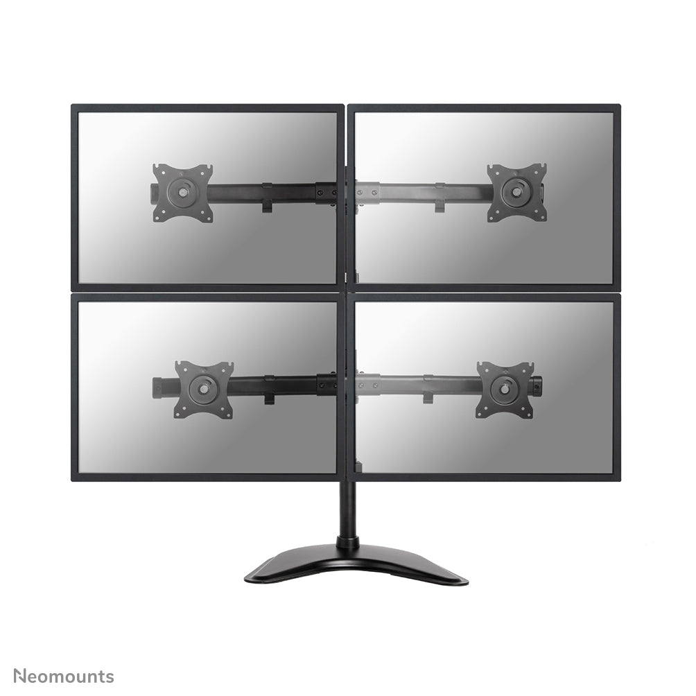 Neomounts NM-D335D4 - Pied - pleine action - pour 4 écrans LCD - noir - Taille d'écran : 10"-27" - support pour ordinateur de bureau, pinces montables, oeillet, montrable sur bureau