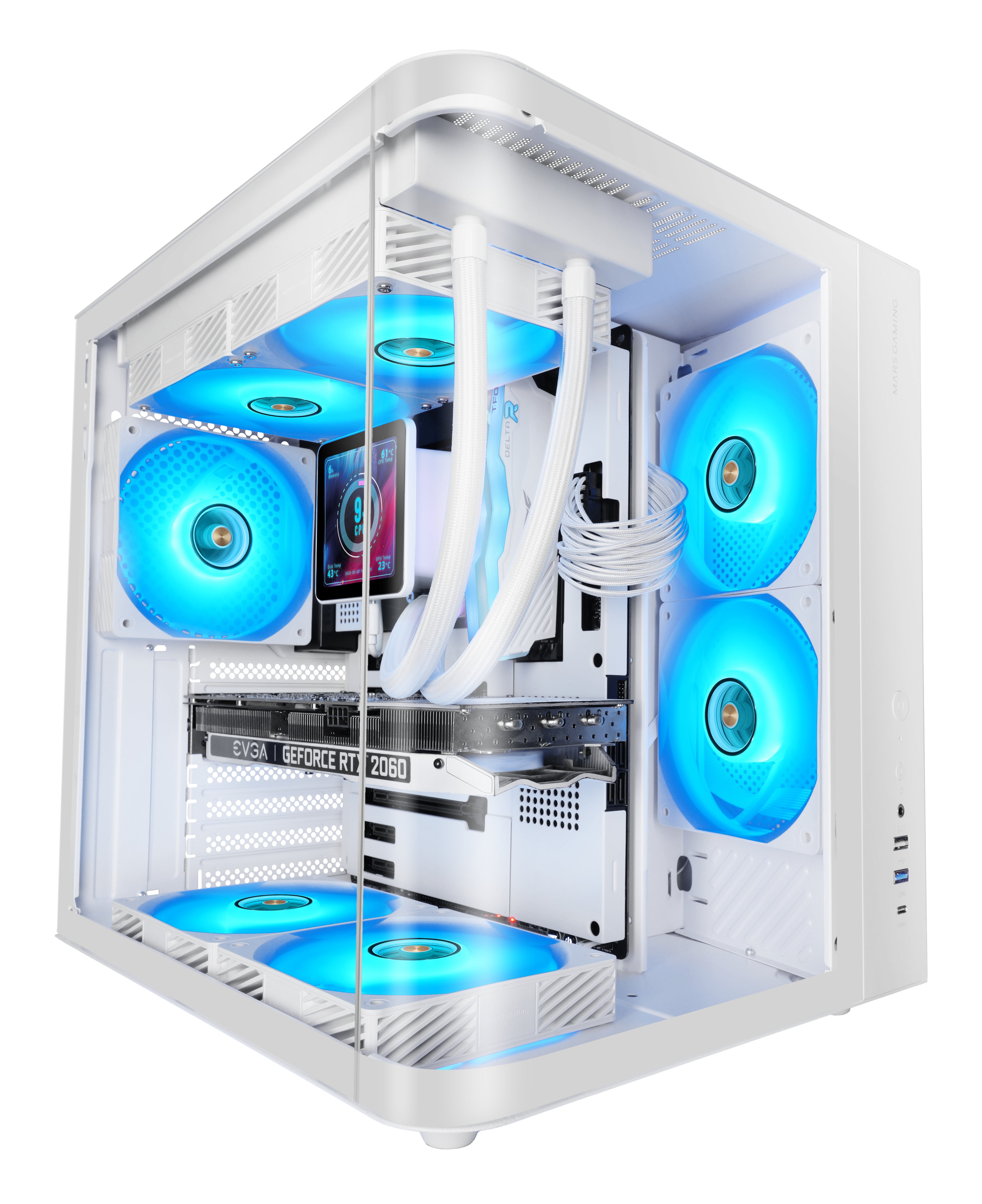 Boîtier ATX semi-tour Mars Gaming MCCURVW Blanc