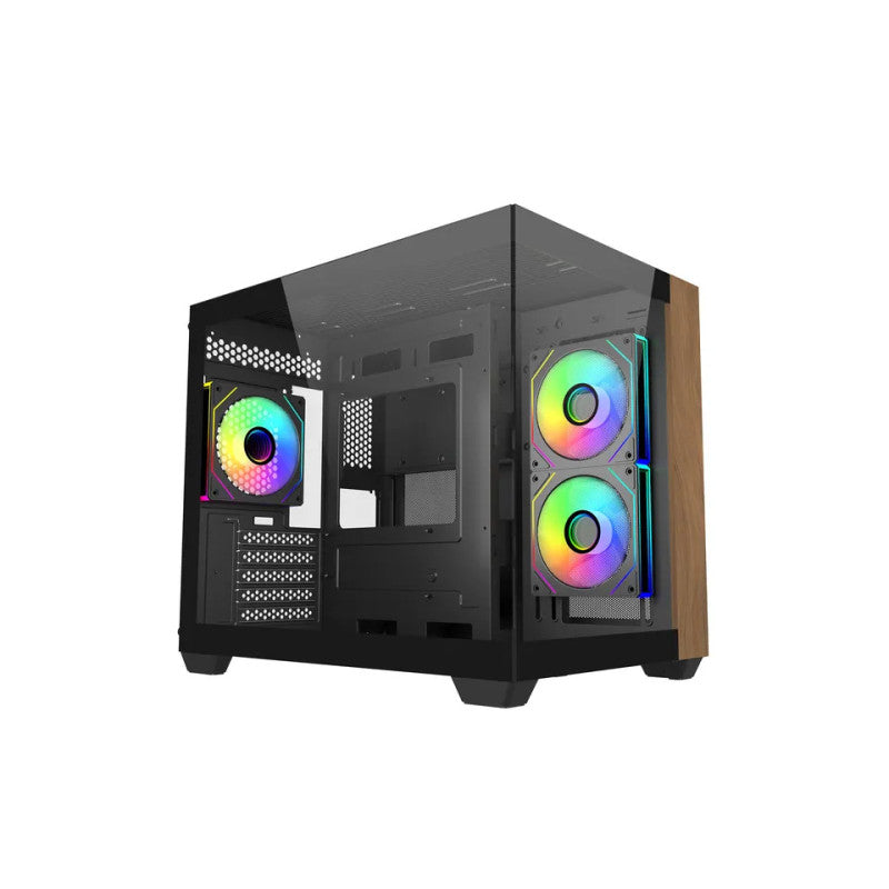 Boitier Moyen Tour ATX Cooler Master Elite 481 Wood avec panneau vitré (Noir)