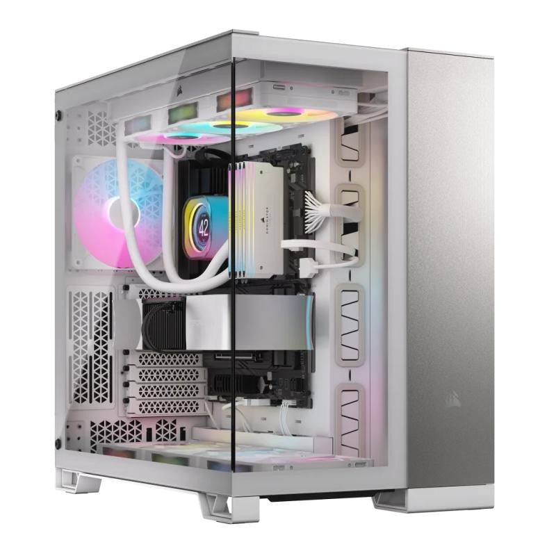Boitier Moyen Tour E-ATX Corsair 6500X avec panneaux vitrés (Blanc/Argent)