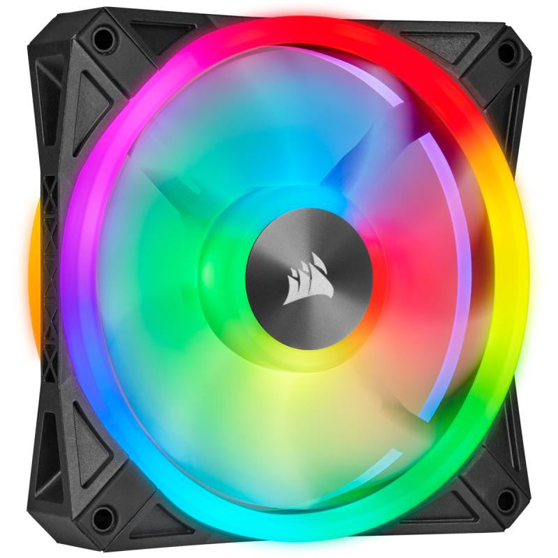 Lot de 2 Ventilateurs de boitier Corsair iCue QL140 PWM RGB 14cm (Noir)