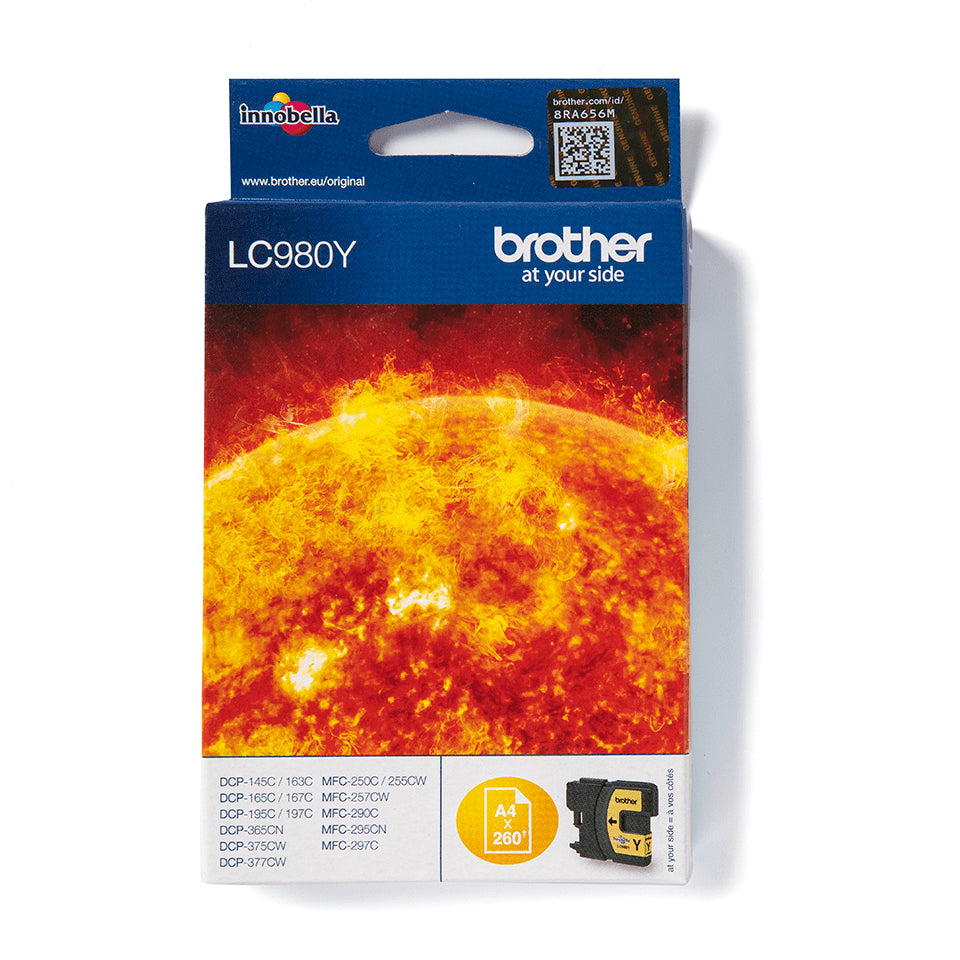 Brother LC980Y - Jaune - original - cartouche d'encre - pour Brother DCP-145, 163, 167, 193, 195, 197, 365, 373, 375, 377, MFC-250, 255, 290, 295, 297