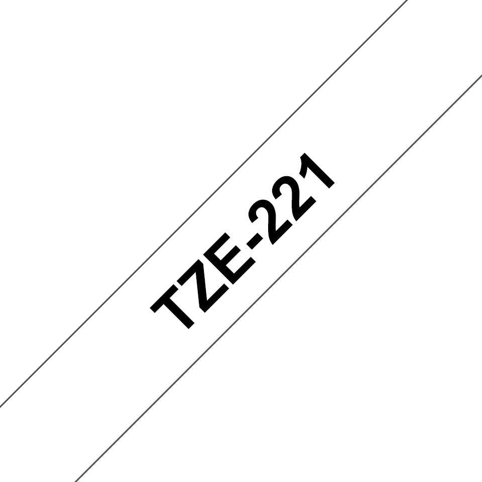 Brother TZe-221 - Auto-adhésif - noir sur blanc - Rouleau (0,9 cm x 8 m) 1 cassette(s) ruban laminé - pour Brother PT-D210, D600, H110, P750, P950, P-Touch PT-E310, E550, P-Touch Cube PT-P300, P910