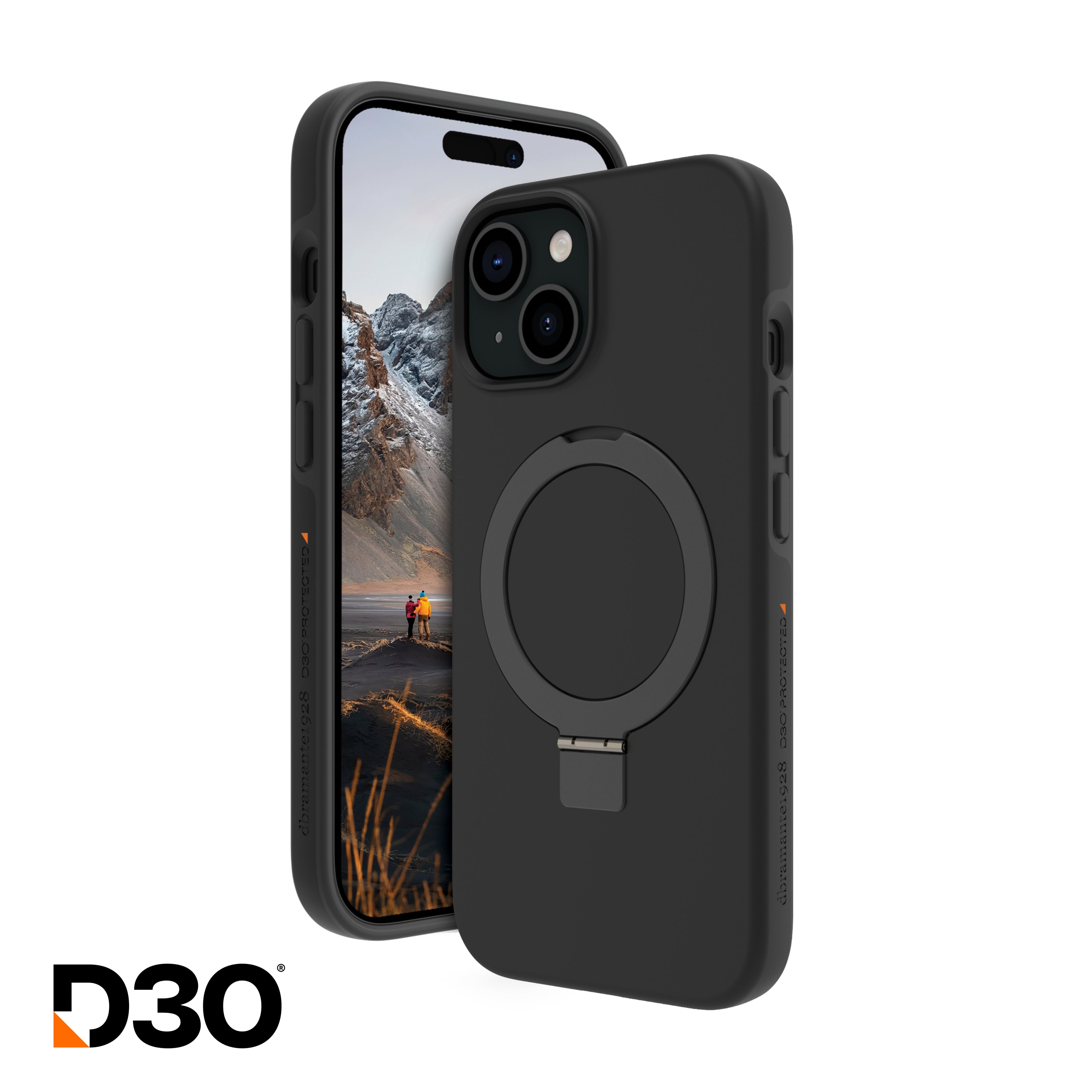 dbramante1928 Iceland Ultra - Coque de protection pour téléphone portable - avec béquille - compatibilité avec MagSafe - D3O, plastique - noir - pour Apple iPhone 13, 14, 15, 16e