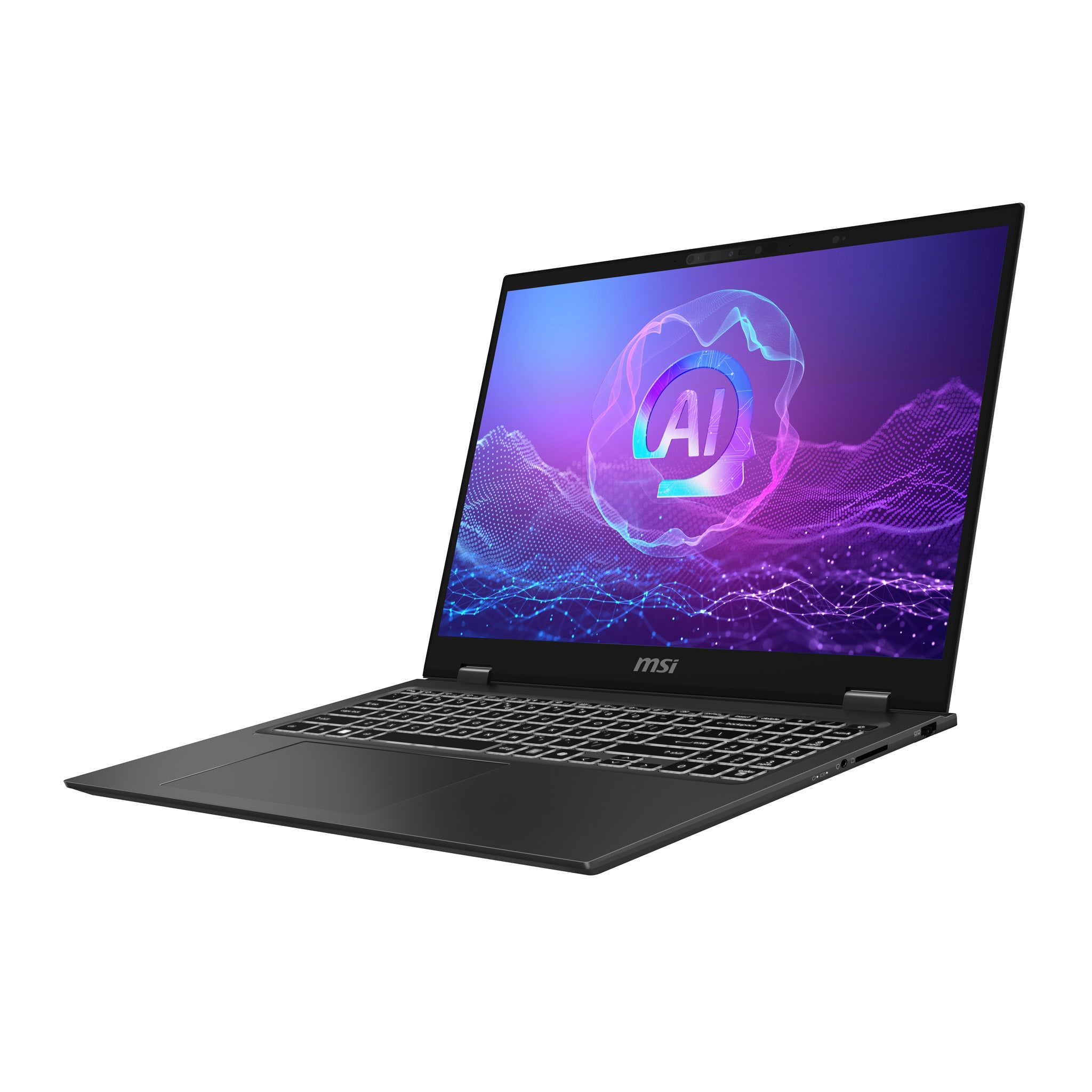 MSI PrestigePro 16 AI B2HVEG 259FR - Intel Core Ultra 9 - 285H / jusqu'à 5.4 GHz - Win 11 Pro for High-End Devices - GF RTX 4050 - 32 Go RAM - 1 To SSD NVMe - 16" OLED 3840 x 2400 (UHD+) - Gigabit Ethernet - Wi-Fi 7, Bluetooth - gris stellaire - clavier :