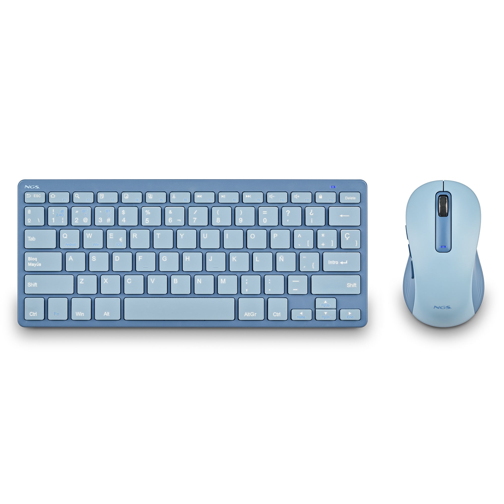 clavier et souris NGS FANTASYKITBLUE Espagnol Qwerty Bleu Rose