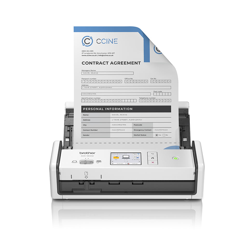 Brother ADS-1800W - Scanner de documents - CIS Double - Recto-verso - A4 - 600 dpi x 600 dpi - jusqu'à 30 ppm (mono) / jusqu'à 30 ppm (couleur) - Chargeur automatique de documents (20 feuilles) - Wi-Fi(n), USB 2.0 (Host), USB-C 3.2 Gen 1