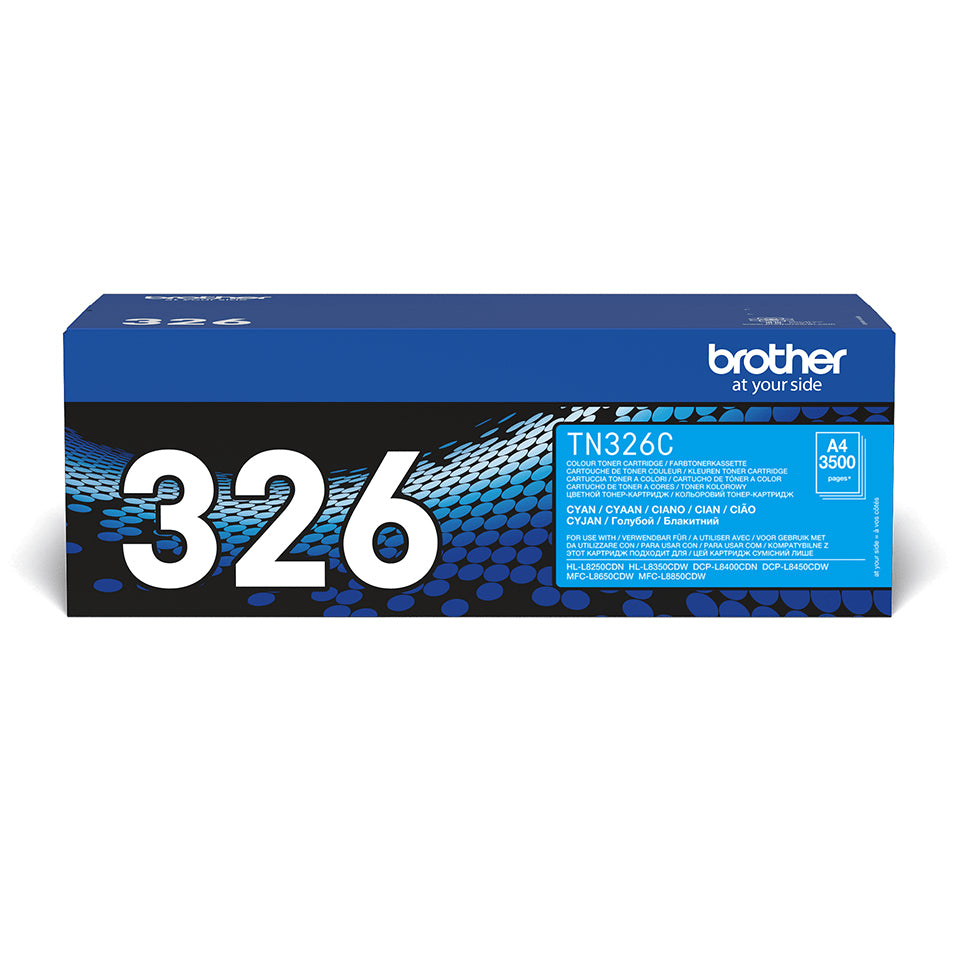 Brother TN326C - Cyan - original - cartouche de toner - pour Brother DCP-L8400, DCP-L8450, HL-L8250, HL-L8350, MFC-L8650, MFC-L8850
