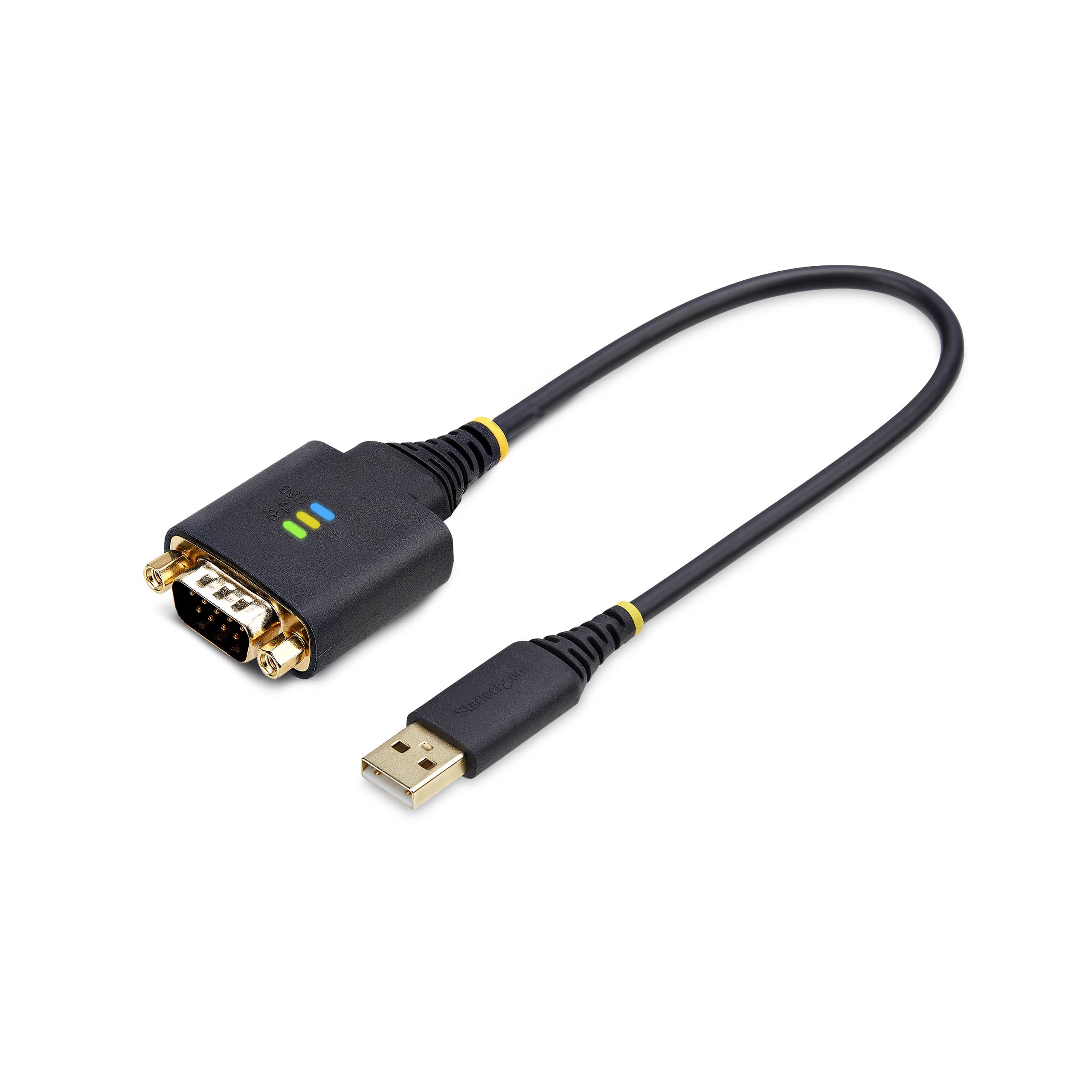 StarTech.com 1ft (30cm) USB to Serial Adapter Cable, COM Retention, RS232 - Câble USB / série - USB (M) pour DB-9 (M) vissable - 30.5 cm - moulé, robuste