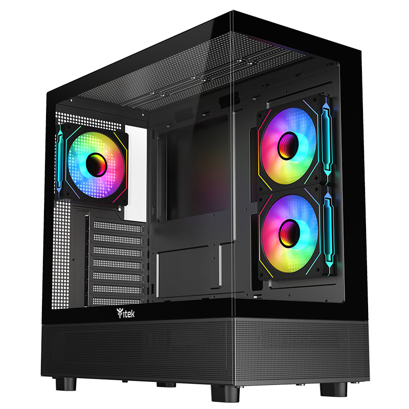 Boitier Moyen Tour ATX iTek Showbui 42 RGB avec panneaux vitrés (Noir)