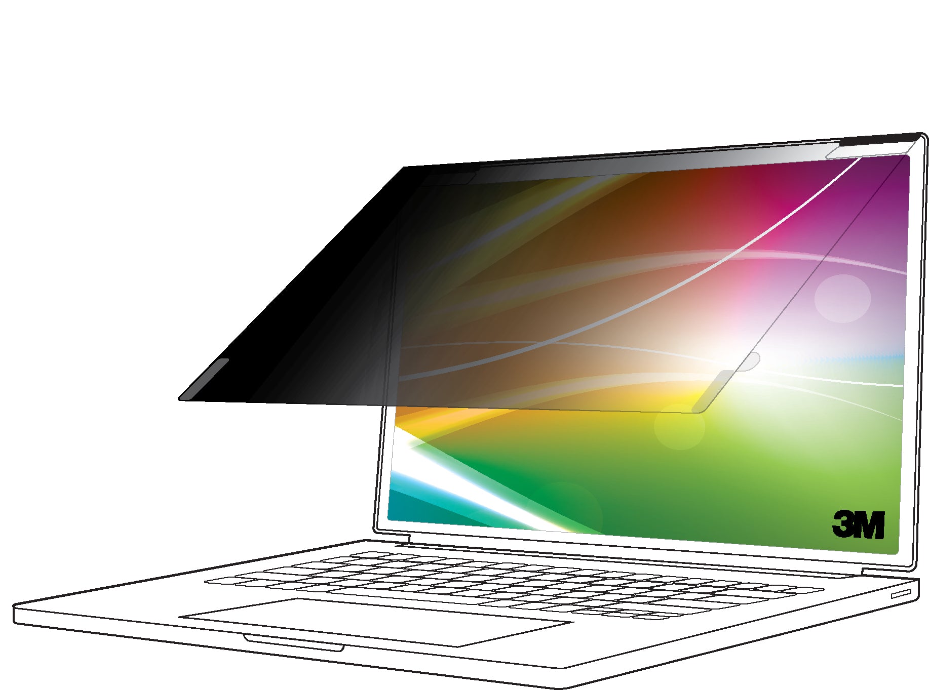 3M Bright Screen Privacy Filter - Filtre de confidentialité pour ordinateur portable - amovible - retournement - 16" - noir - pour Apple MacBook Pro (16 ", Fin 2019, Mi-2019)