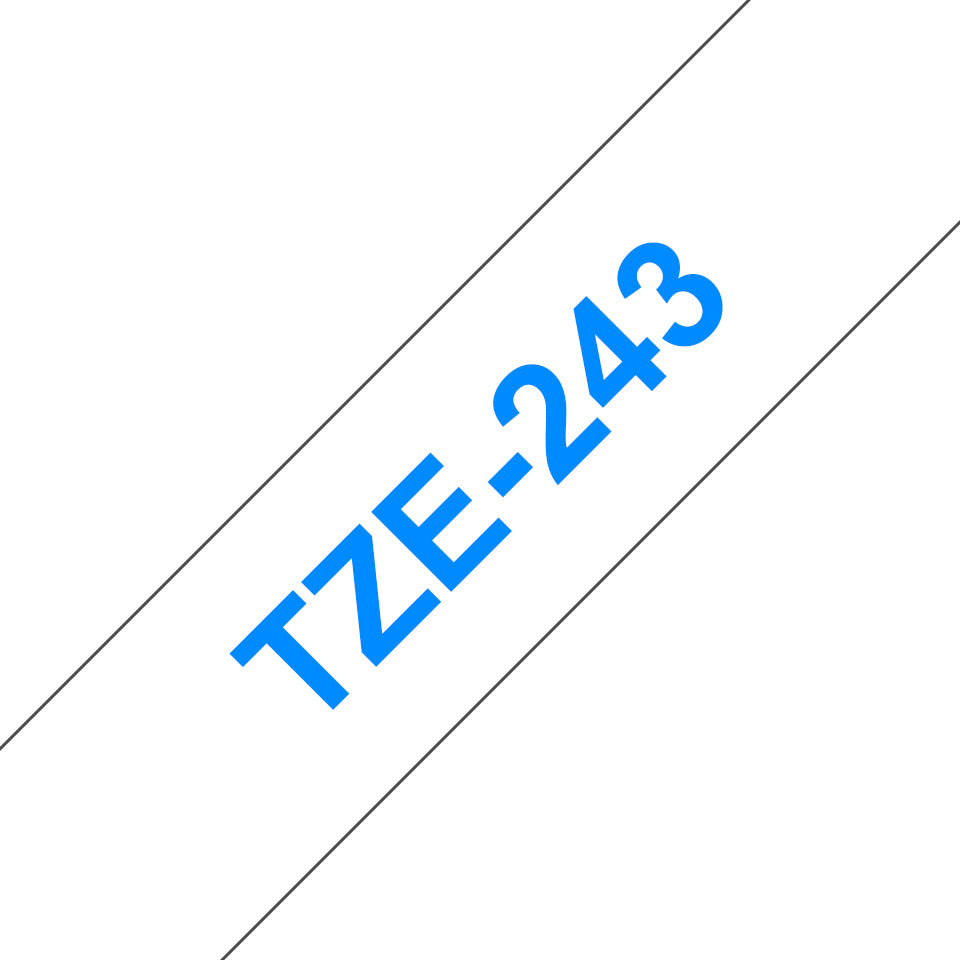 Brother TZe-243 - Auto-adhésif - bleu sur blanc - rouleau (1,8 cm x 8 m) 1 cassette(s) ruban laminé - pour Brother P-Touch Cube Plus PT-P710BT, PT-P710BTH , Brother P-Touch EDGE PT-P750WVP and P-Touch.