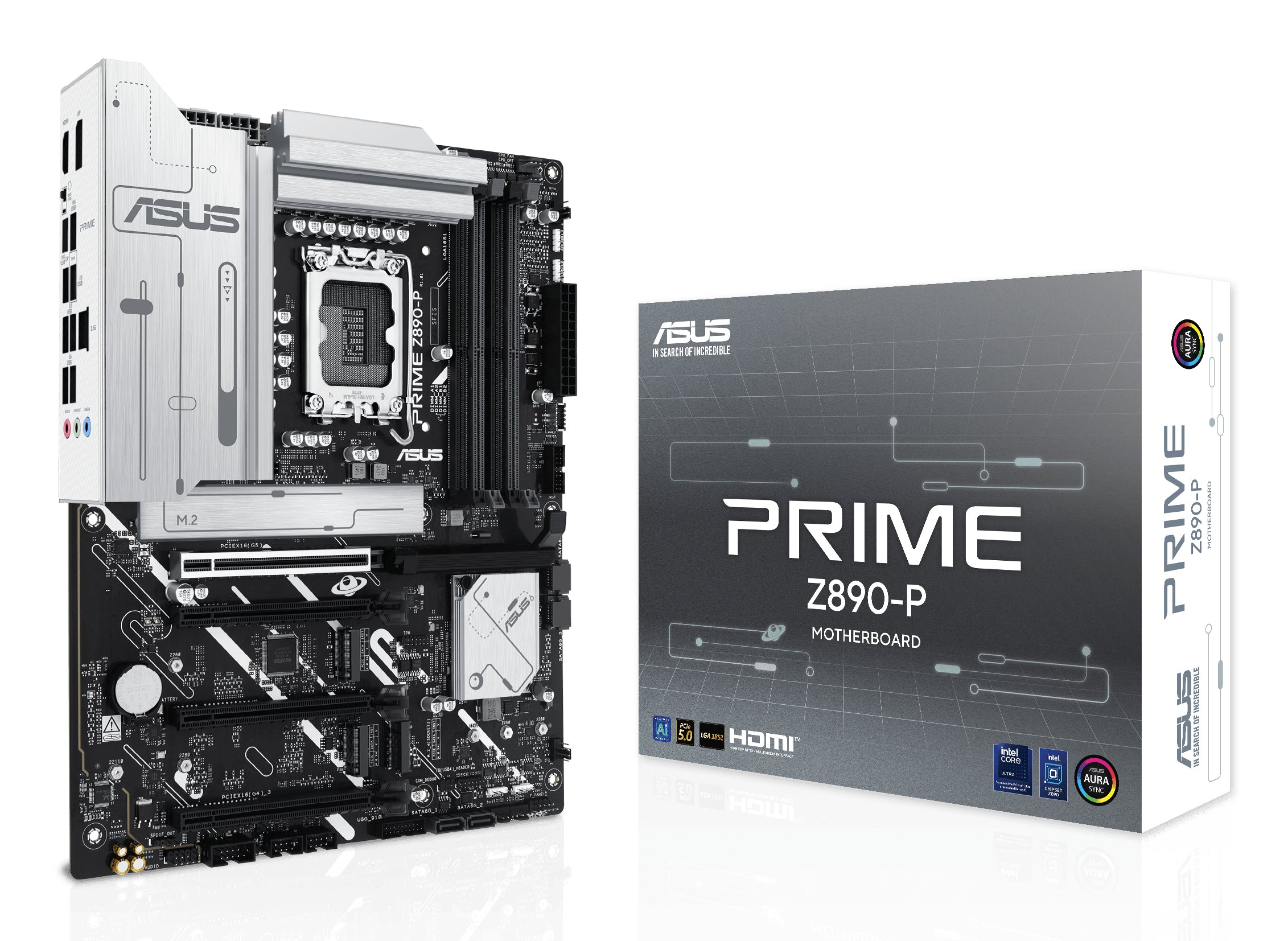 ASUS PRIME Z890-P - Carte-mère - ATX - Socket LGA1851 - Z890 Chipset - USB-C 3.2 Gen 2x2, USB 3.2 Gen 2, USB 3.2 Gen 1, USB-C 3.2 Gen 1 - 2.5 Gigabit LAN - carte graphique embarquée (unité centrale requise) - audio HD (8 canaux)