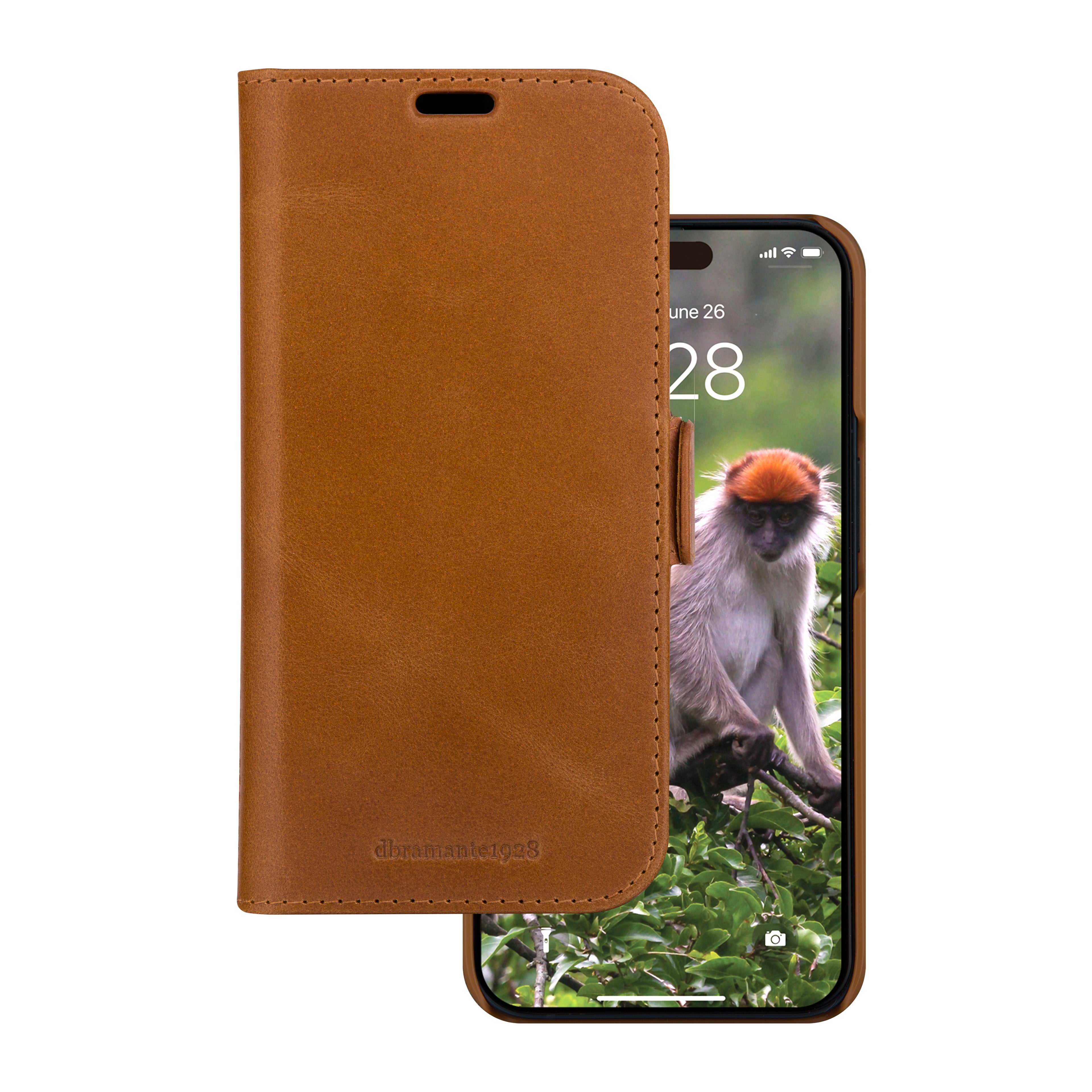 dbramante1928 Lynge - Étui à rabat pour téléphone portable - cuir pleine fleur - brun clair - pour Apple iPhone 13, 14, 15, 16e