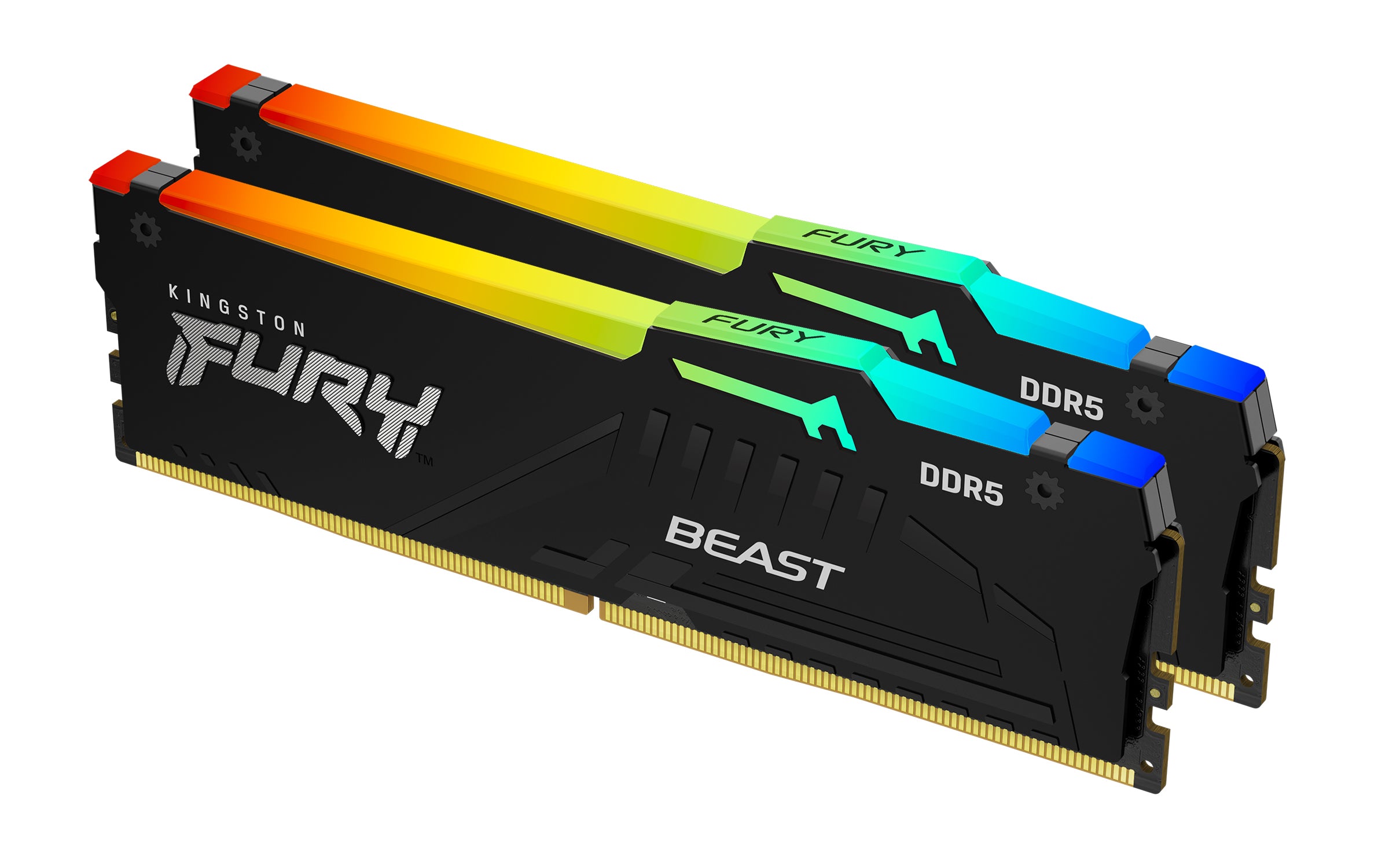 Kingston FURY Beast RGB - DDR5 - kit - 128 Go: 2 x 64 Go - DIMM 288 broches - 2800 MHz / PC5-44800 - CL36 - 1.25 V - mémoire sans tampon - on-die ECC - noir