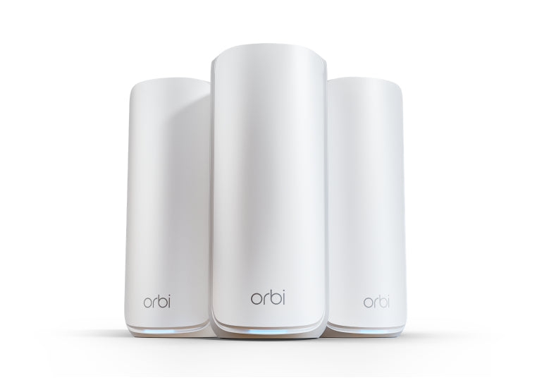 NETGEAR Orbi 870 Series RBE873 - Système Wi-Fi - (routeur, 2 rallonges) - jusqu'à 9000 pieds carrés - maillage 10GbE, 2.5GbE, Wi-Fi 7 Multi-Bande