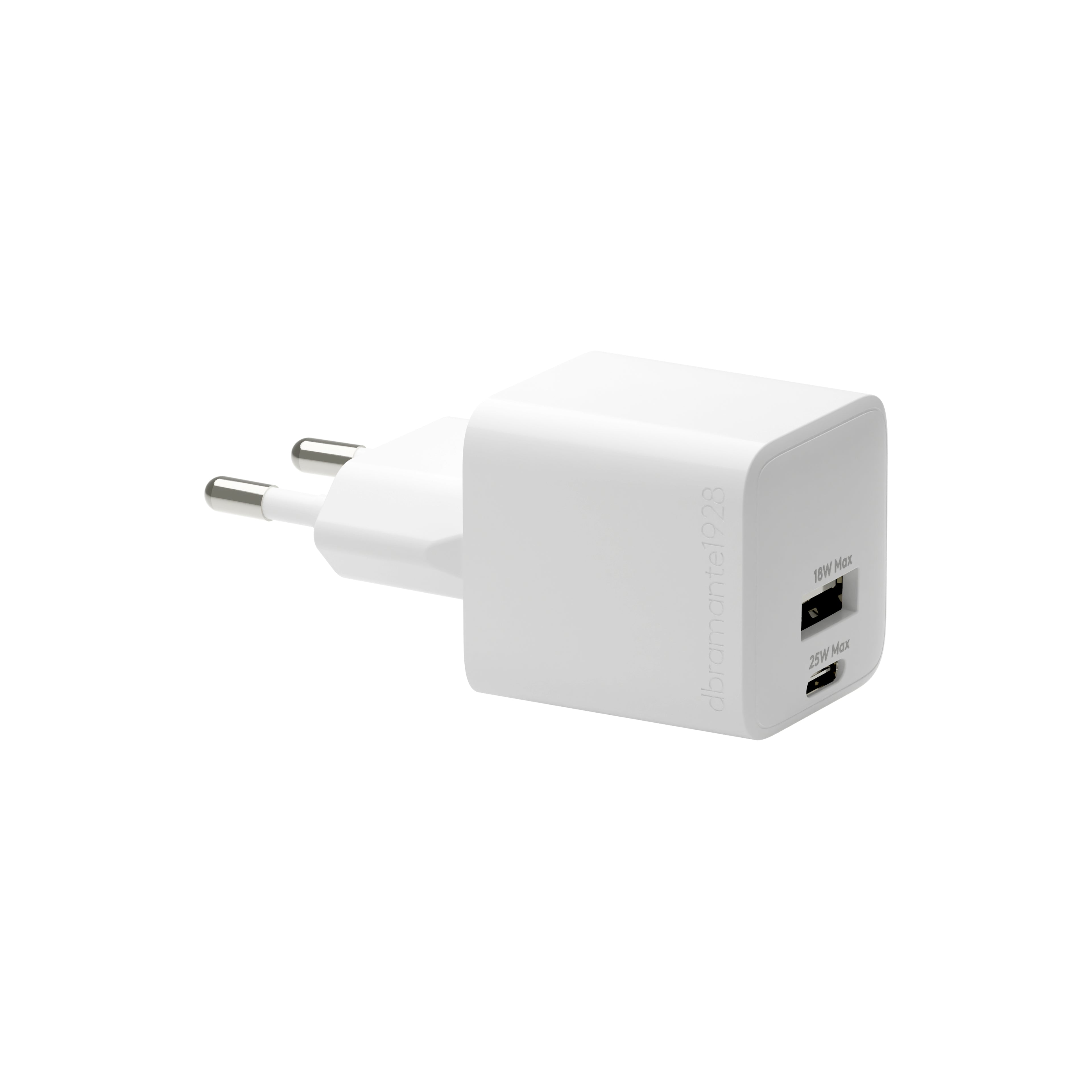 dbramante1928 re-charge - Adaptateur secteur - 25 Watt - 2 connecteurs de sortie (24 pin USB-C, USB) - blanc - Europe