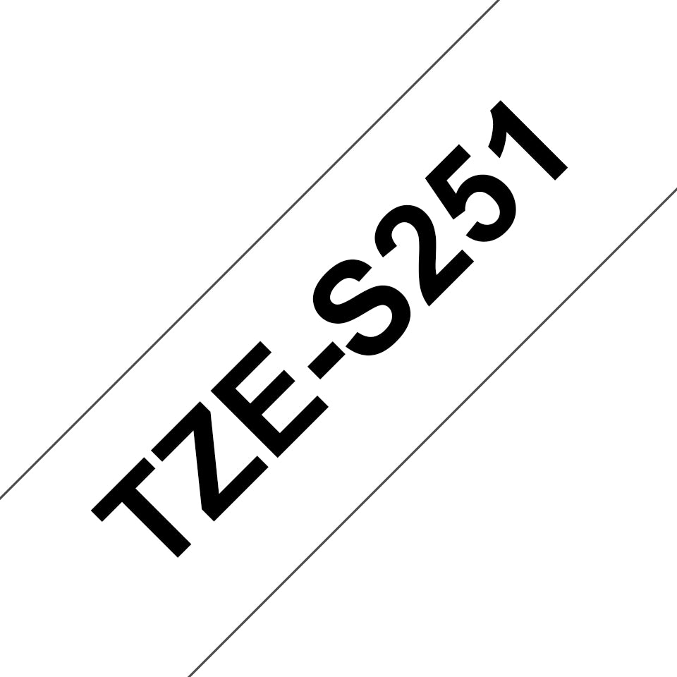 Brother TZe-S251 - Adhésif extra fort - noir sur blanc - Rouleau (2,4 cm x 8 m) 1 cassette(s) ruban laminé - pour P-Touch PT-3600, D600, D800, P900, P950, P-Touch Cube PT-P910, P-Touch Cube Plus PT-P710
