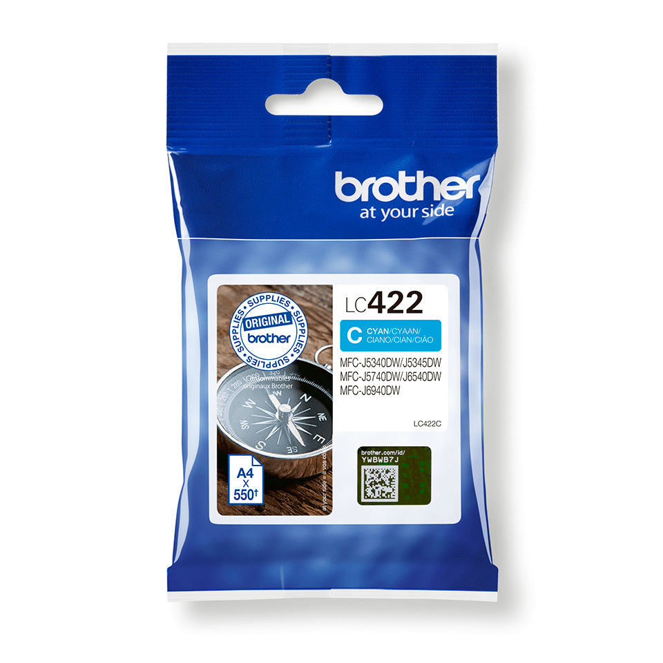Cartouche d'encre originale Brother MFCJ5340DW, MFCJ5740DW, MFCJ6540DW, MFCJ6940DW Cyan (5 Unités)