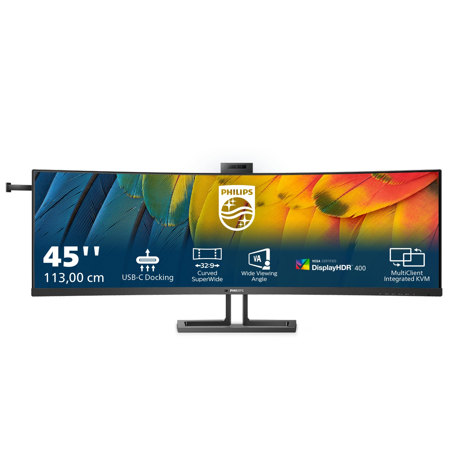 Philips 45B1U6900CH - 6000 Series - écran LED - incurvé - 45" (44.5" visualisable) - 5120 x 1440 Dual Quad HD @ 75 Hz - VA - 450 cd/m² - 3000:1 - DisplayHDR 400 - 4 ms - 2xHDMI, DisplayPort, 2xUSB-C - haut-parleurs - noir