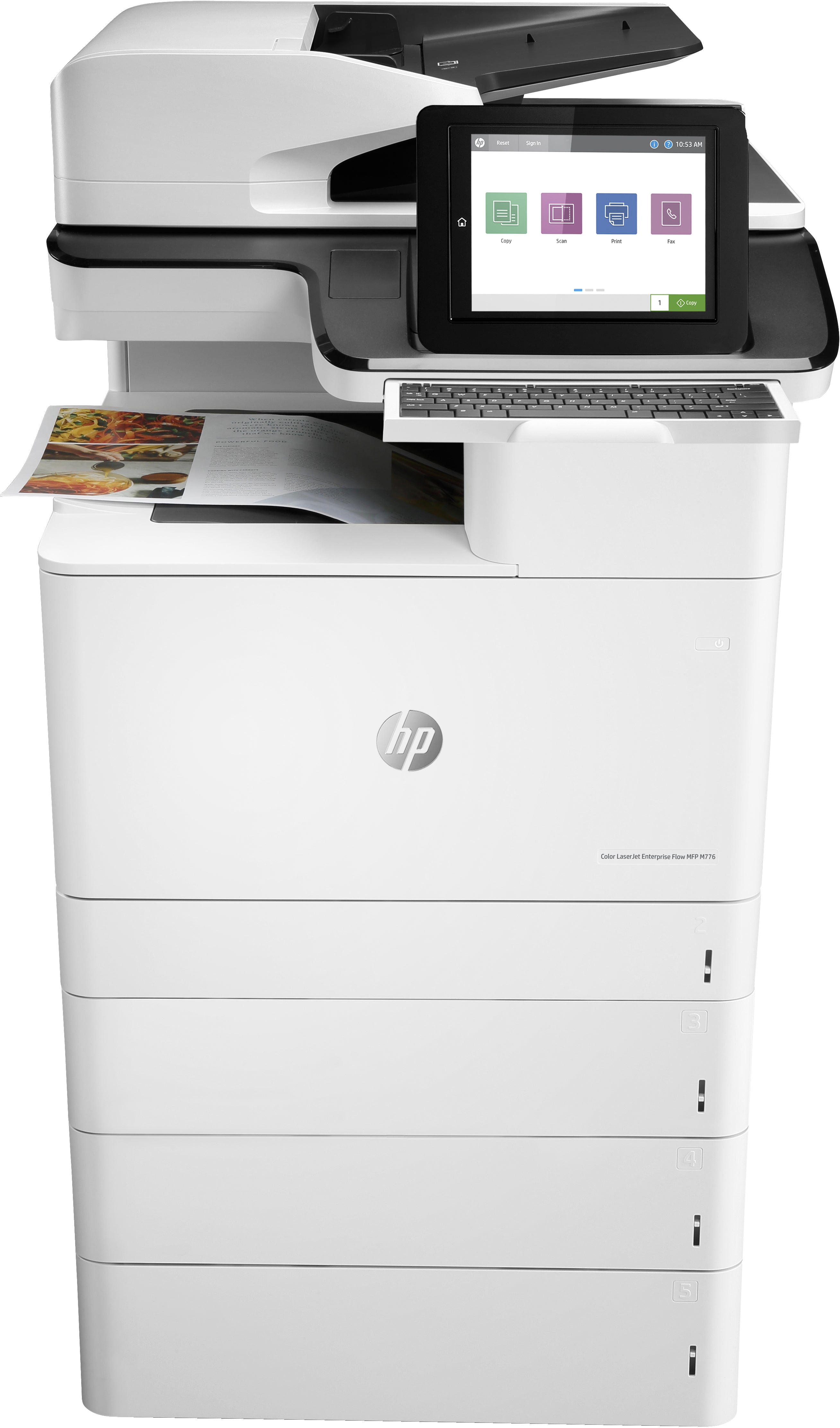 HP LaserJet Enterprise Flow MFP M776z - Imprimante multifonctions - couleur - laser - 297 x 864 mm (original) - A3/Ledger (support) - jusqu'à 46 ppm (copie) - jusqu'à 46 ppm (impression) - 2300 feuilles - 33.6 Kbits/s - USB 2.0, Gigabit LAN, Wi-Fi(n), hôt