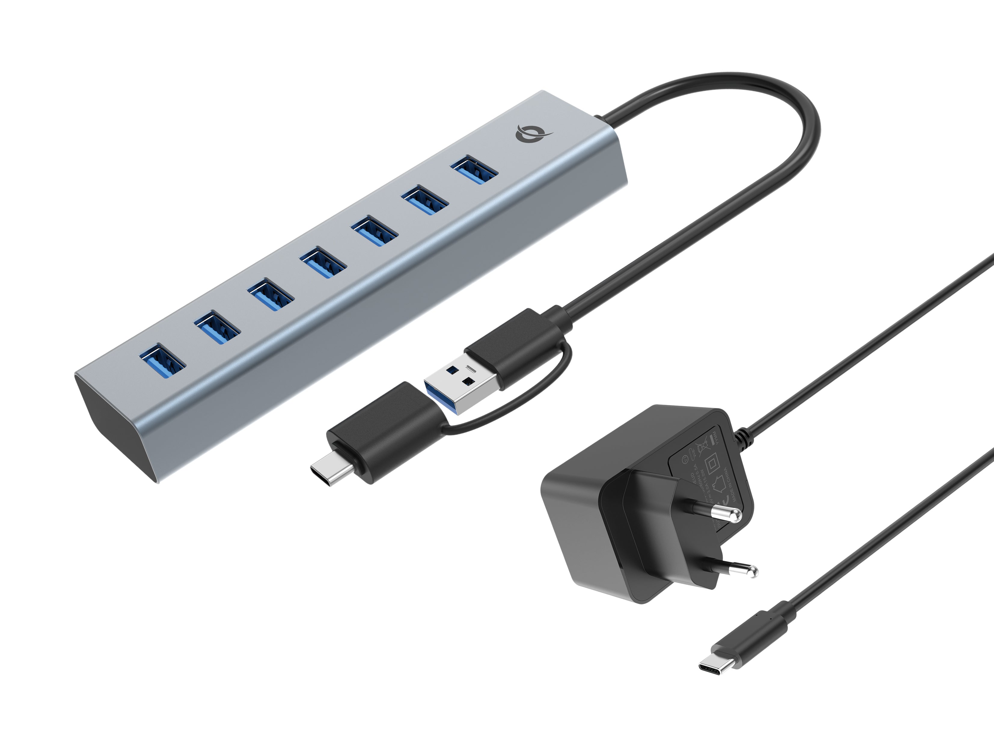 Hub USB Conceptronic HUBBIES21GP Argenté