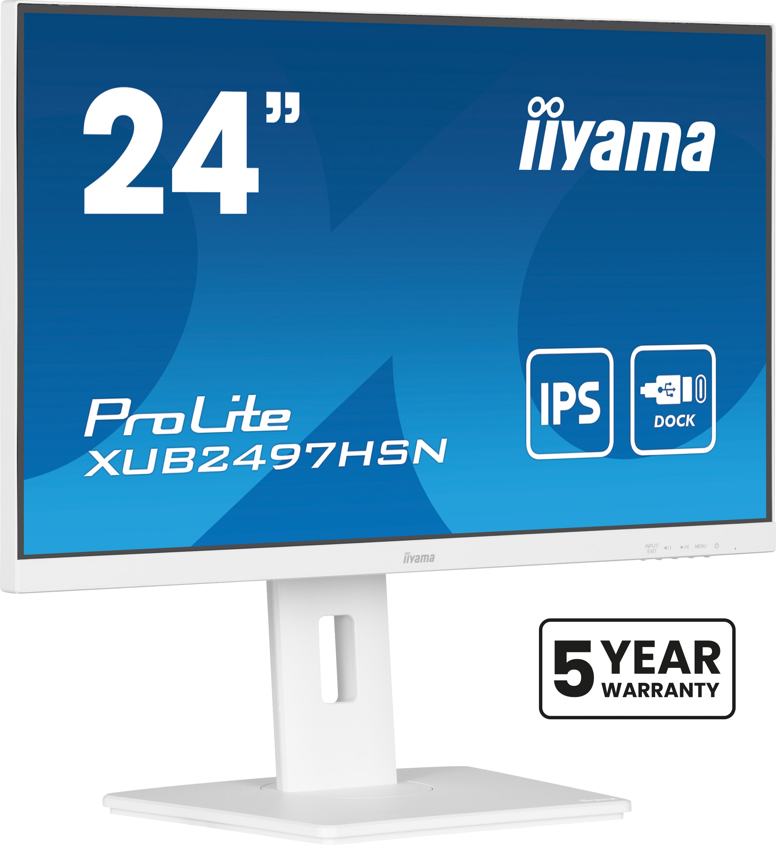 iiyama ProLite XUB2497HSN-W2 - Écran LED - 24" (23.8" visualisable) - 1920 x 1080 Full HD (1080p) @ 100 Hz - IPS - 300 cd/m² - 1300:1 - 1 ms - HDMI, DisplayPort, USB-C - haut-parleurs - blanc, mat
