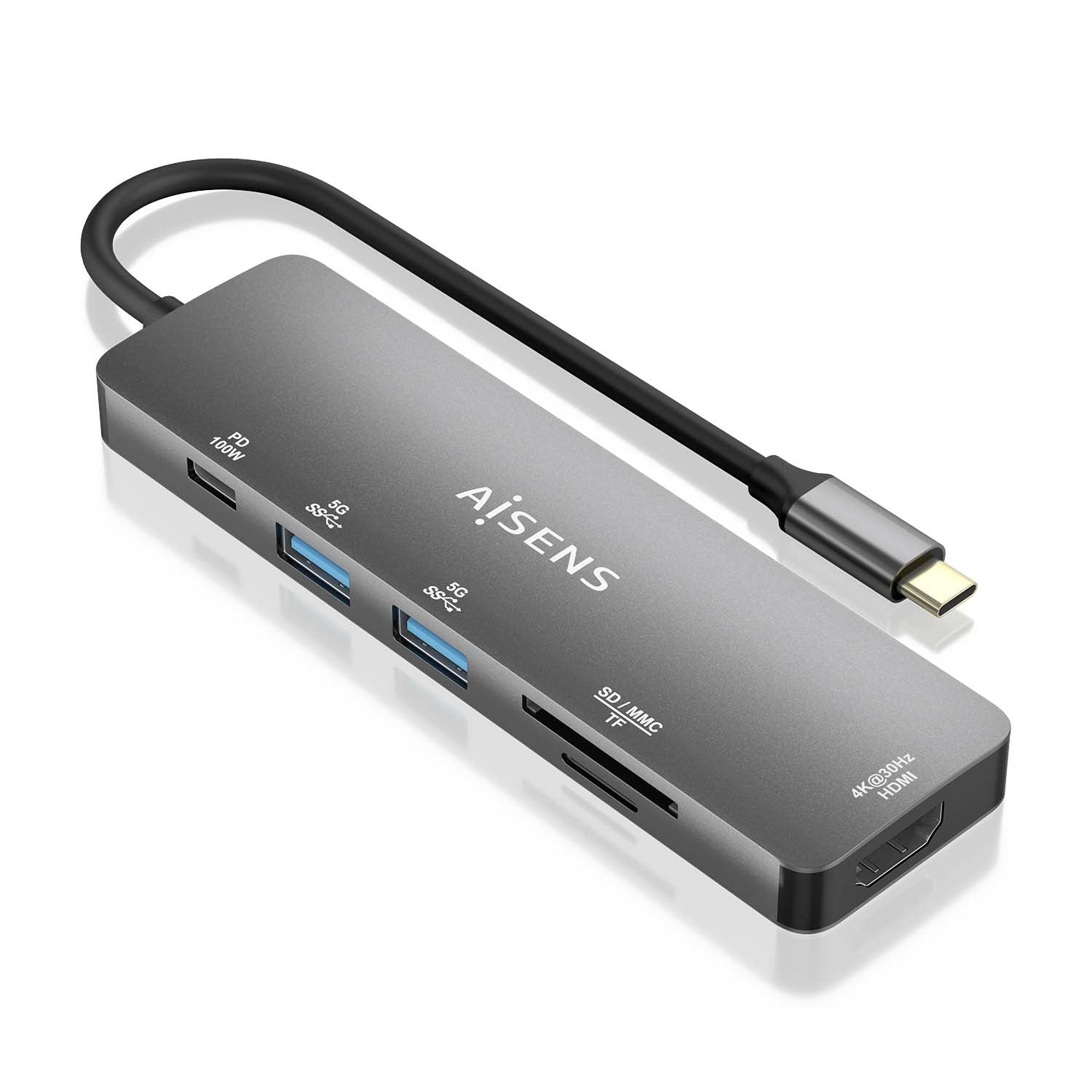 Hub USB Aisens ASUC-6P016-GR Gris
