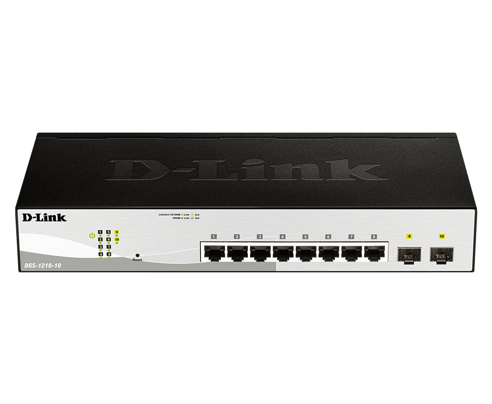 D-Link DGS 1210-10 - Commutateur - intelligent - 8 x 10/100/1000 + 2 x Gigabit SFP - de bureau, Montable sur rack