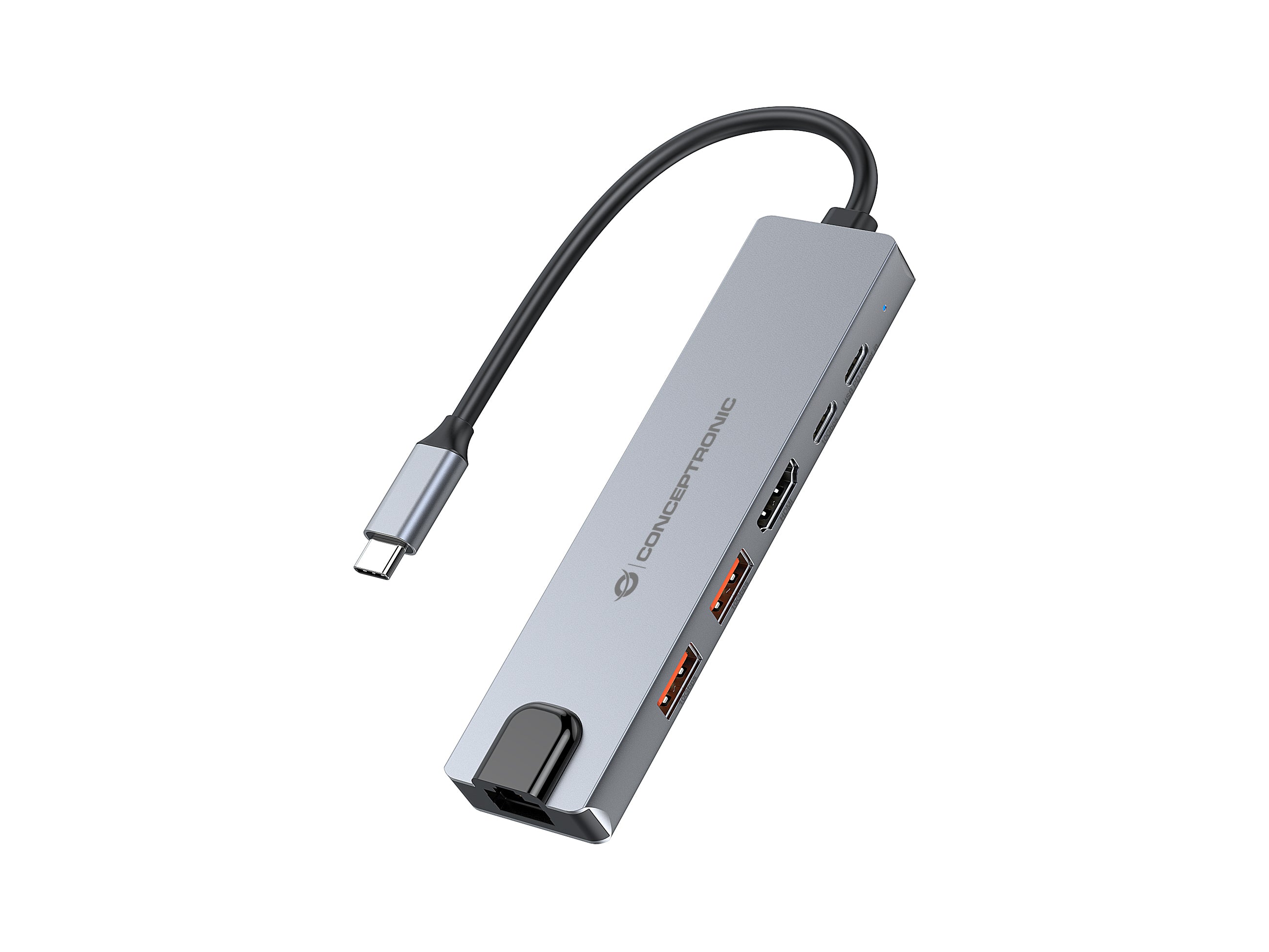 Hub USB Conceptronic 6 en 1 USB 3.2 Gen 2 Gris