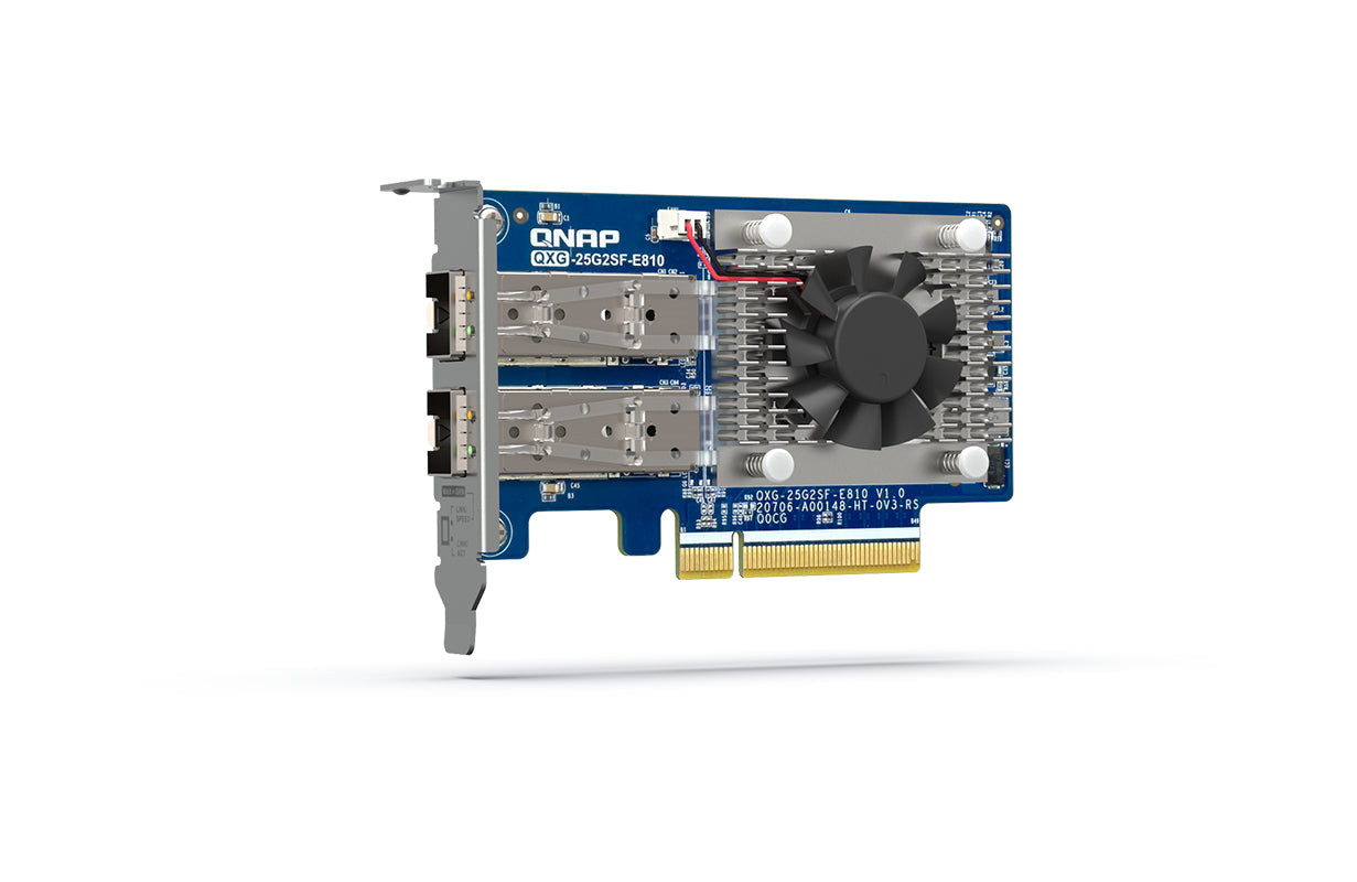 QNAP QXG-25G2SF-E810 - Adaptateur réseau - PCIe 4.0 x8 profil bas - 25 Gigabit SFP28 x 2 - pour P/N: CAB-DAC15M-SFP28, CAB-DAC30M-SFP28, TRX-10GITSFPP-SR, TRX-25GSFP28-SR