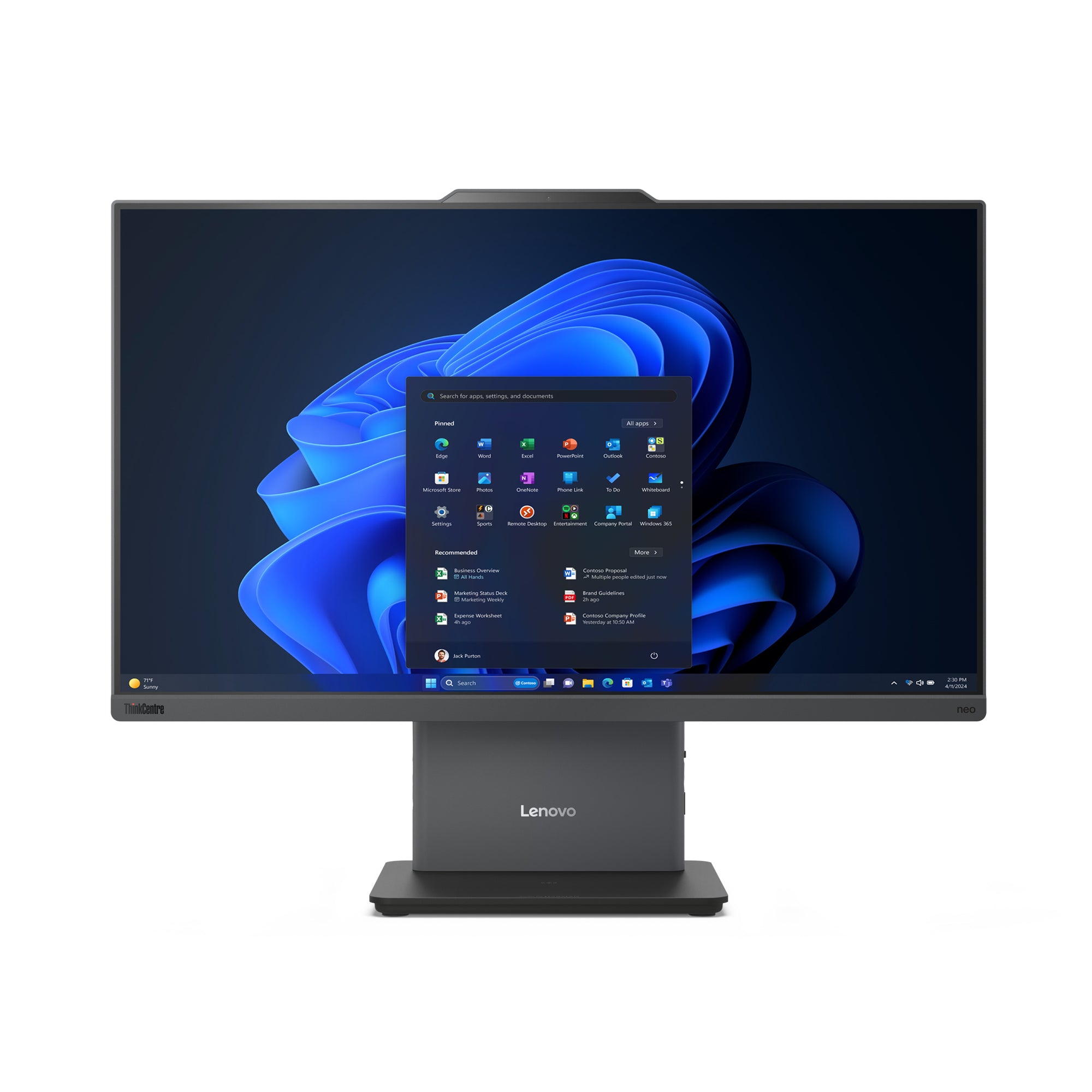 Lenovo ThinkCentre neo 50a 24 Gen 5 12SD - Tout-en-un avec support d'écran - Core i5 13420H / jusqu'à 4.6 GHz - RAM 8 Go - SSD 256 Go - TCG Opal Encryption 2, NVMe - UHD Graphics - Gigabit Ethernet, Bluetooth 5.2, IEEE 802.11ax (Wi-Fi 6) - Win 11 Pro - mo