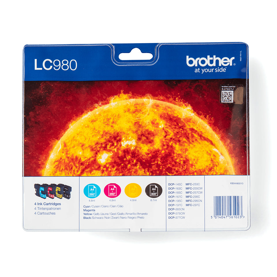 Cartouche d'Encre Originale (lot de 4) Brother LC-980VALBP Noir