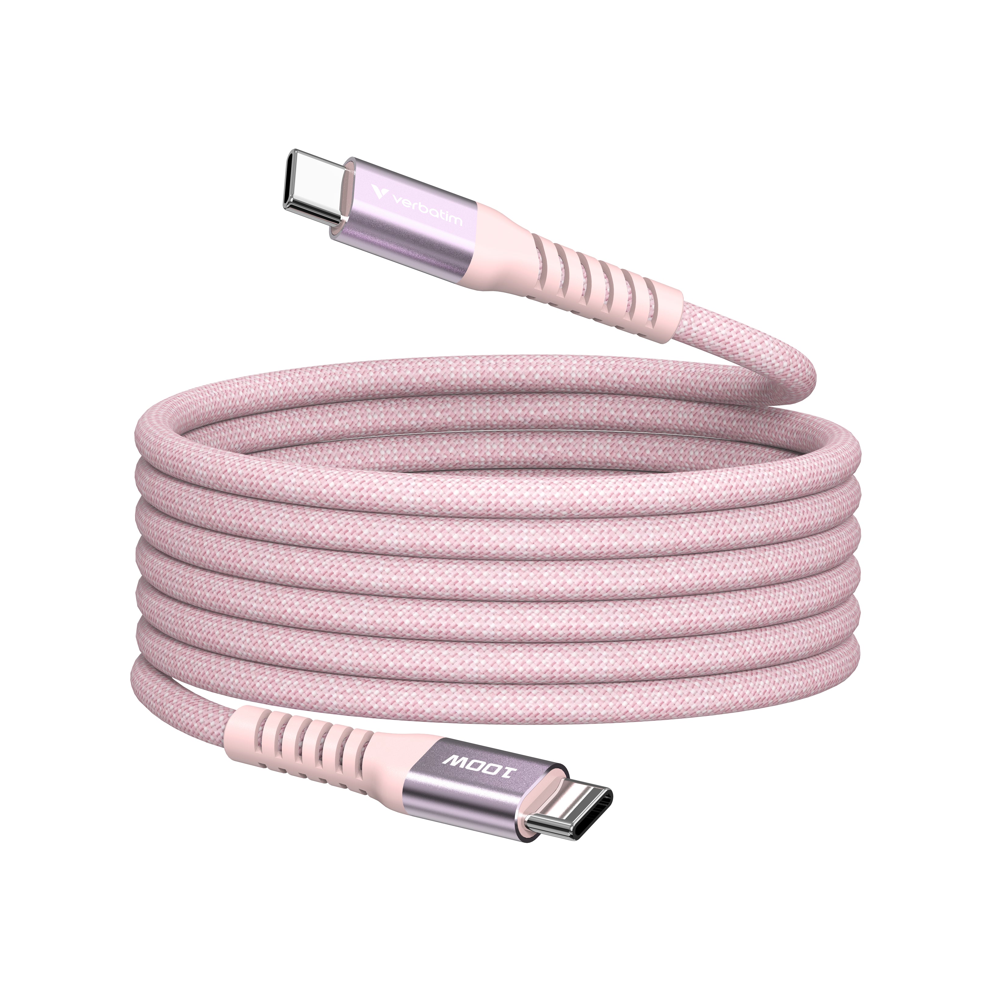 Câble Verbatim USB-C magnétique 1,2m M/M 100W (Rose)