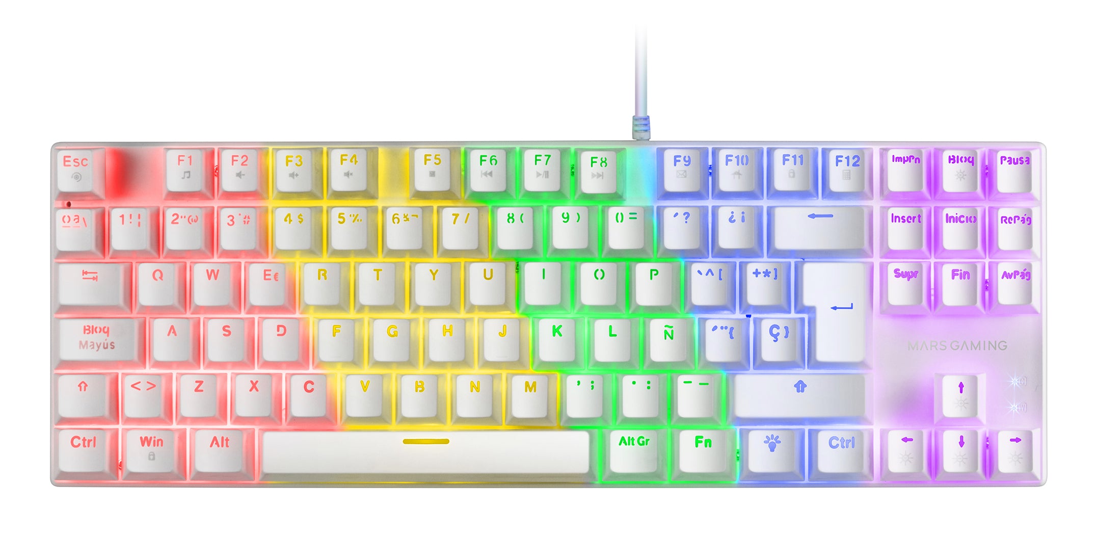 Clavier Gamer mécanique (Blue Switch) Mars Gaming MK80 RGB (Blanc)