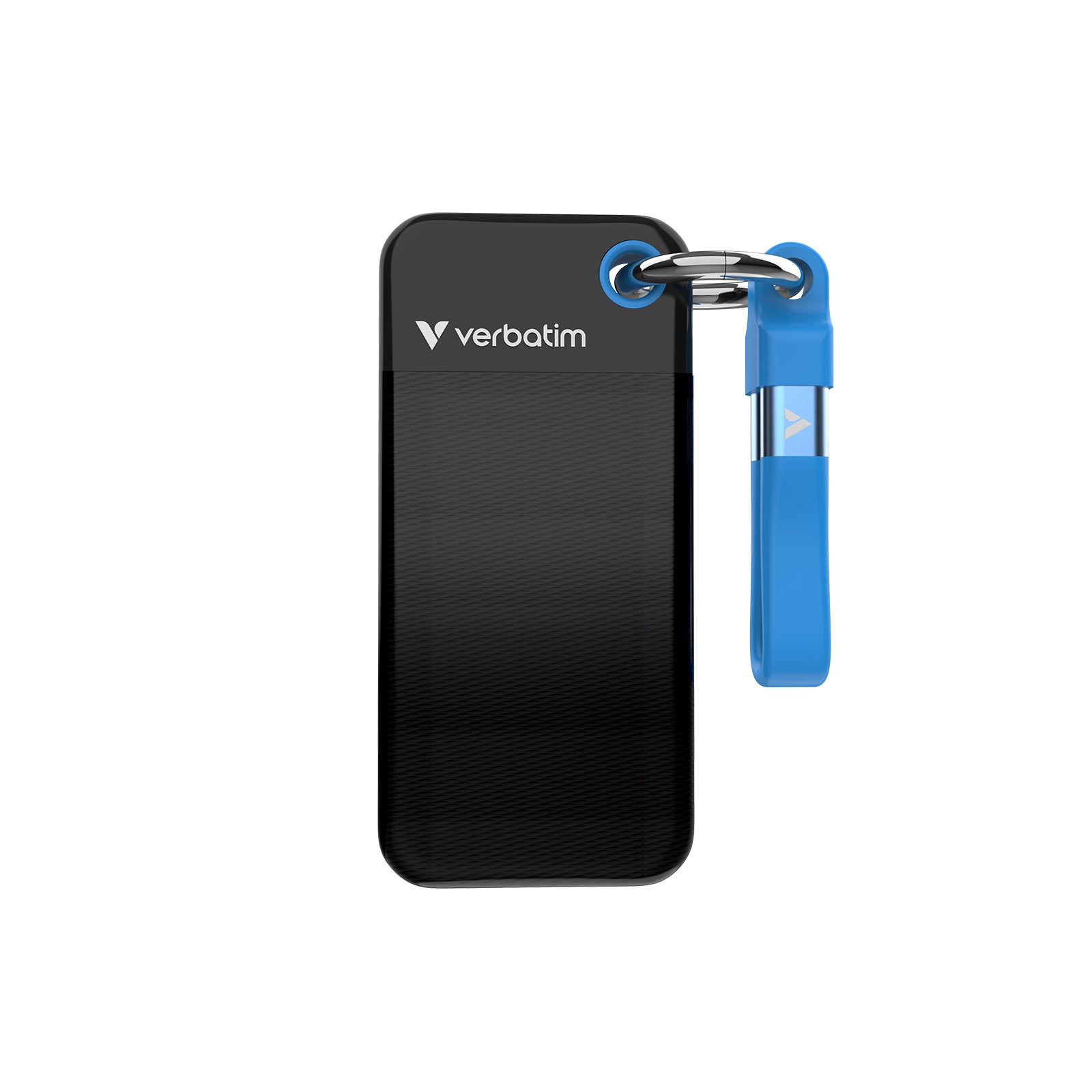 Verbatim Pocket - SSD - 1 To - porte-clé avec attachement à câble - externe (portable) - M.2 - USB 3.2 Gen 2 (USB-C connecteur) - Noir/bleu