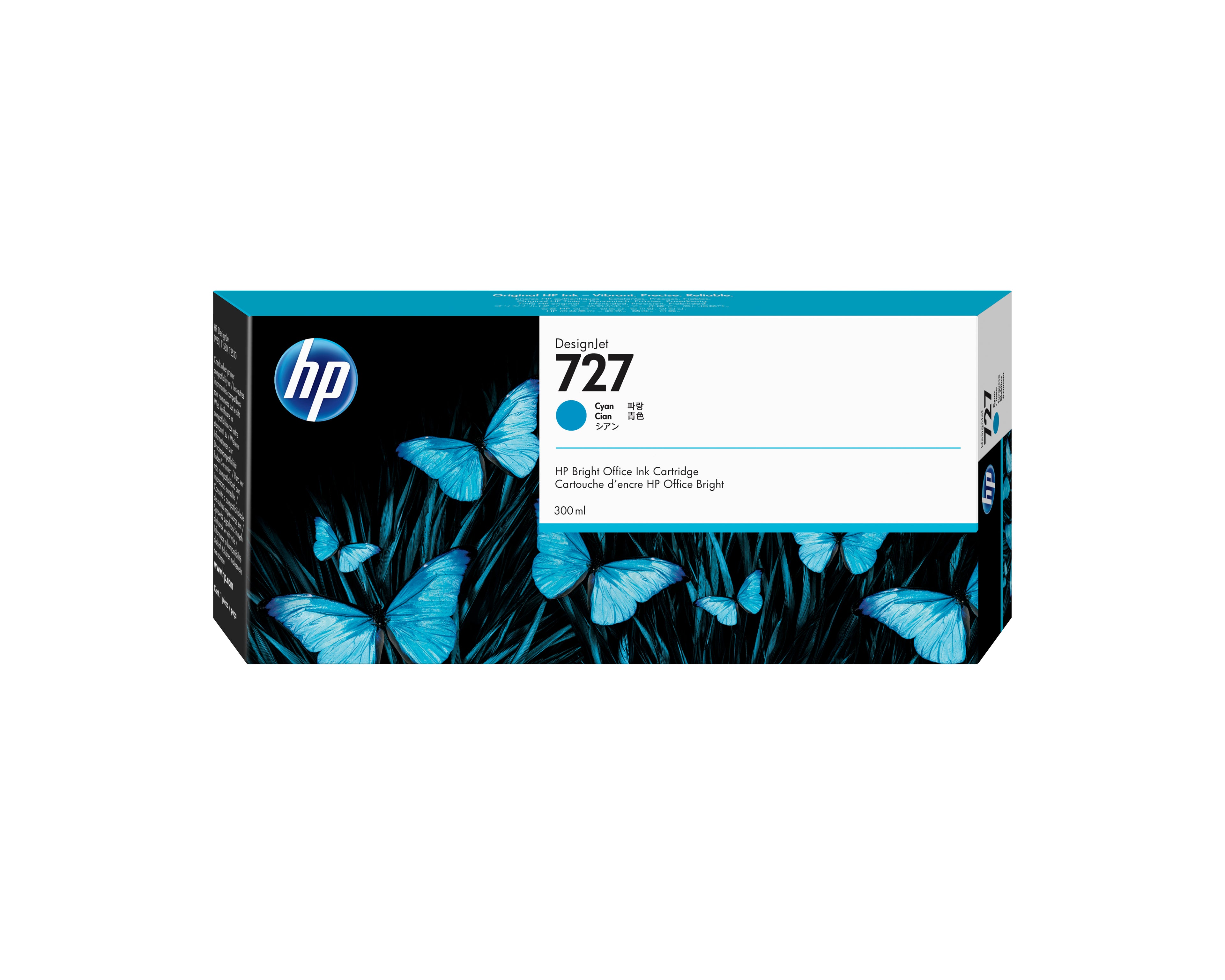 HP 727 - 300 ml - haute capacité - cyan - original - DesignJet - cartouche d'encre - pour DesignJet T1500, T1530, T2500, T2530, T920, T930