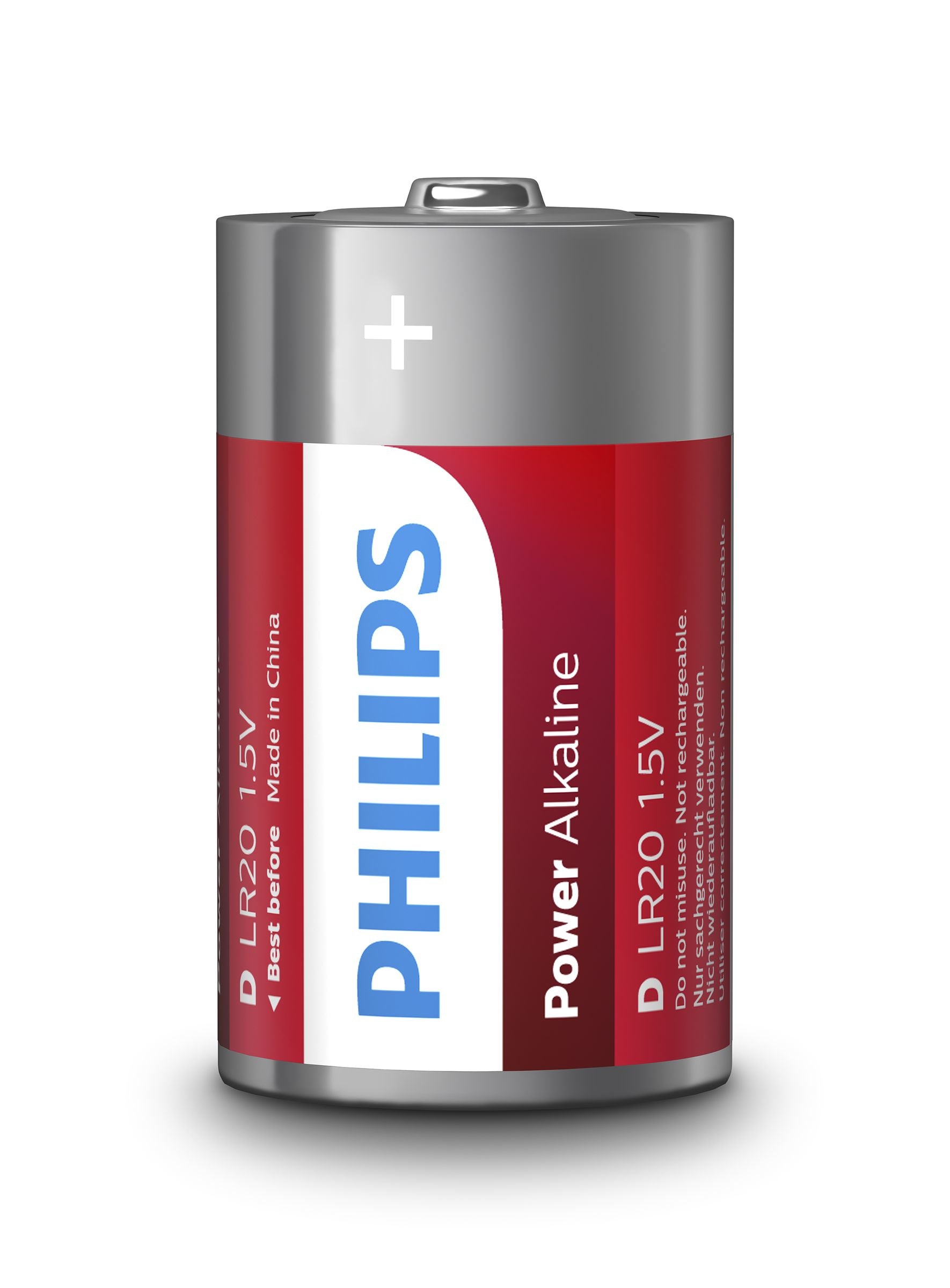 Piles Alcalines Philips Power LR20 1,5 V Type D (2 Unités)